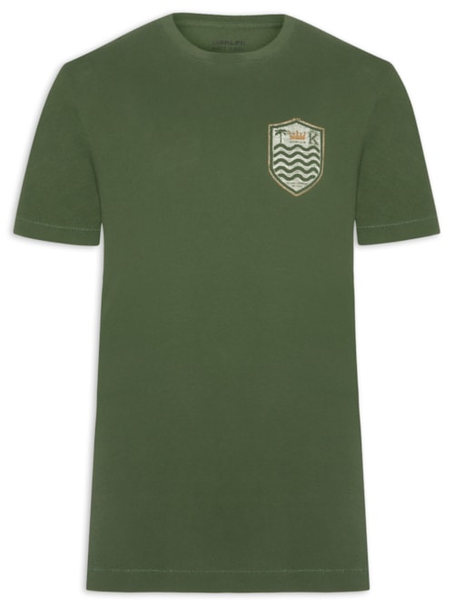 Camiseta Masculina Manga Curta Gola Careca Soft Used Brasão Gaze - Verde