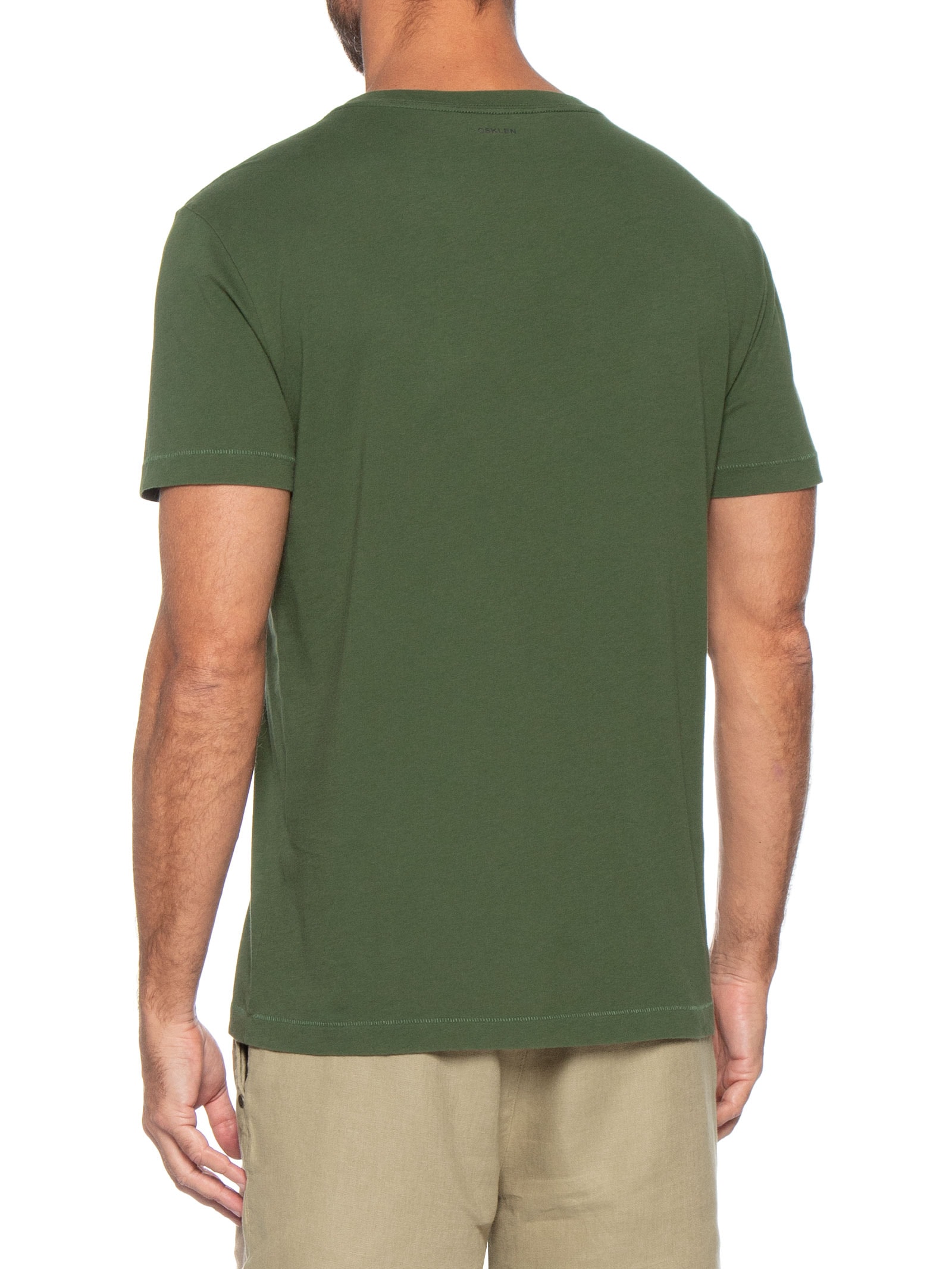 Camiseta Masculina Manga Curta Gola Careca Soft Used Brasão Gaze Verde Osklen