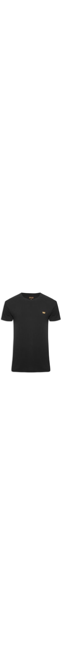 Camiseta Masculina Manga Curta Gola Careca Soft Used Gold Crown Mc - Preto