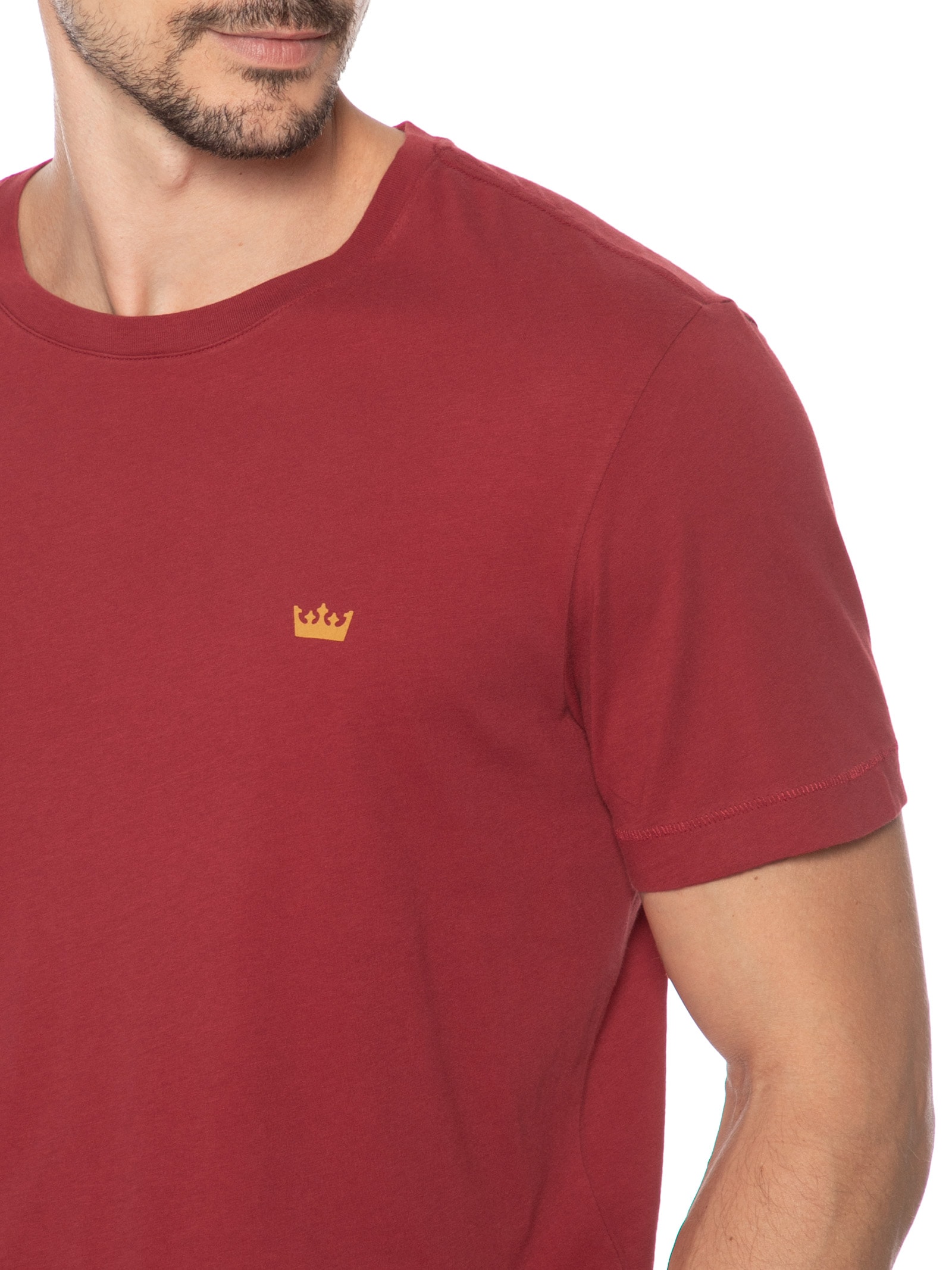Camiseta Masculina Manga Curta Gola Careca Soft Used Gold Crown Mc Vermelho Osklen