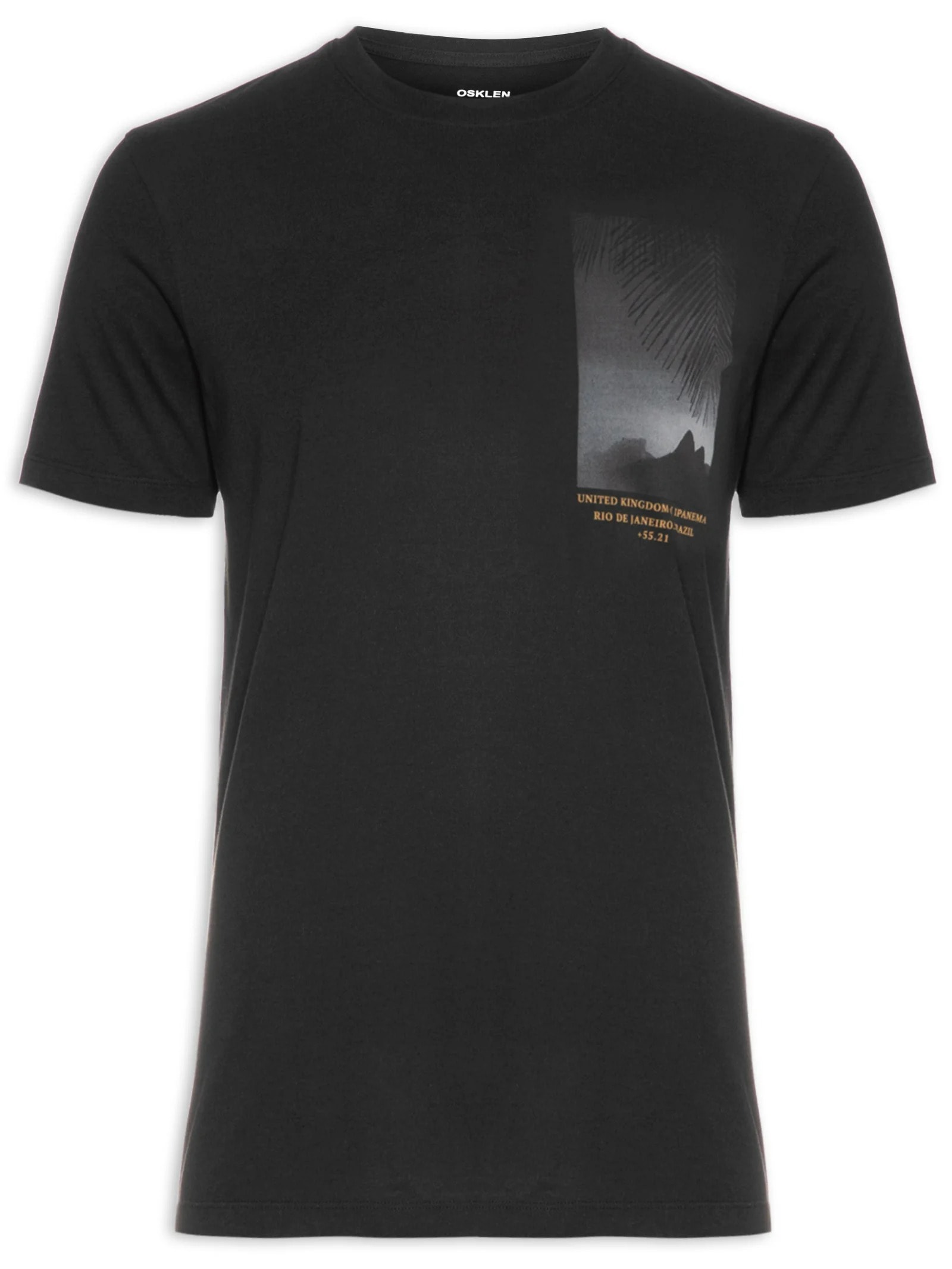 Camiseta Masculina Manga Curta Gola Careca Soft Used Uki Preto Osklen