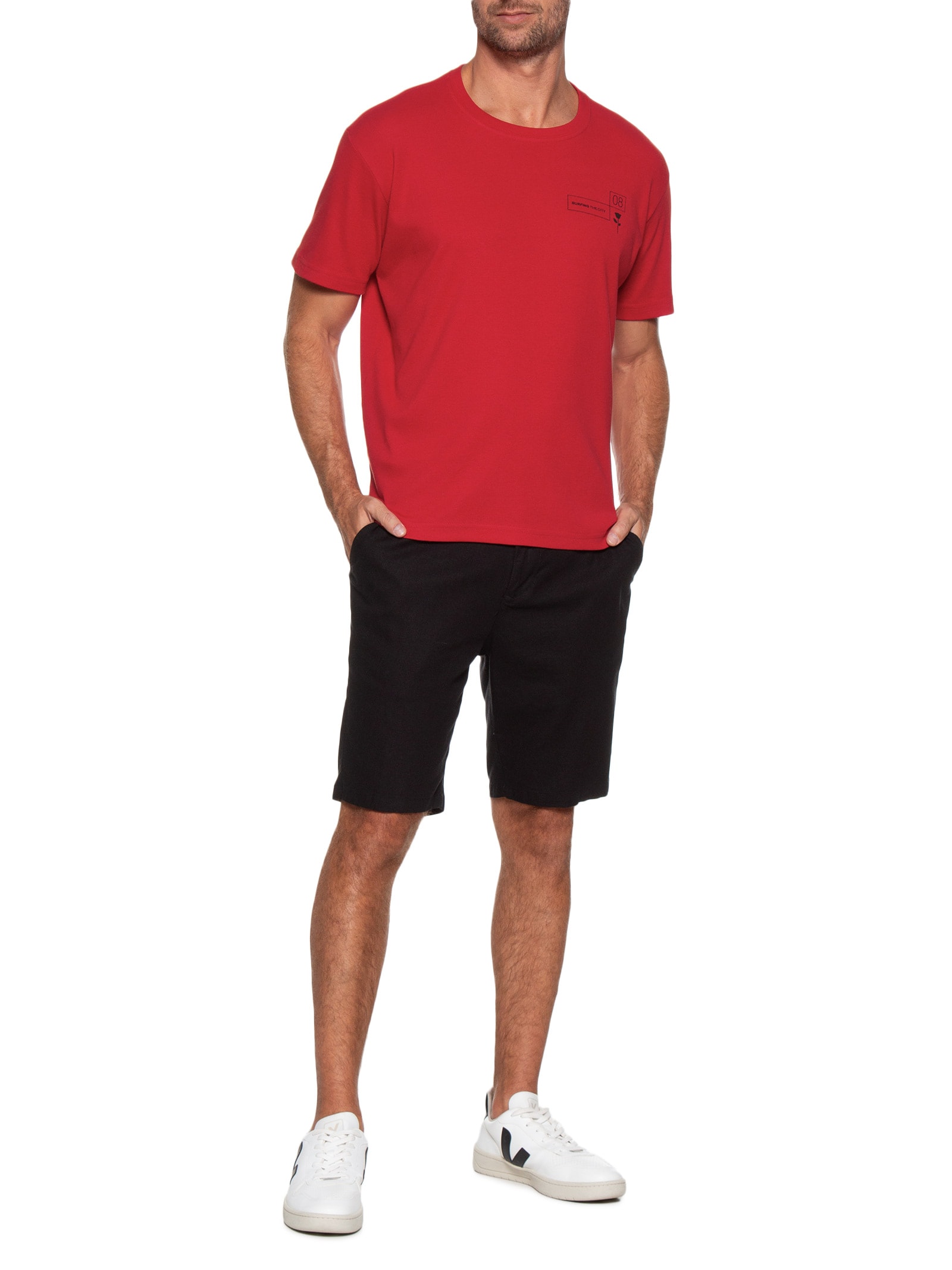 Camiseta Masculina Manga Curta Gola Careca STC Collection Vermelho Osklen