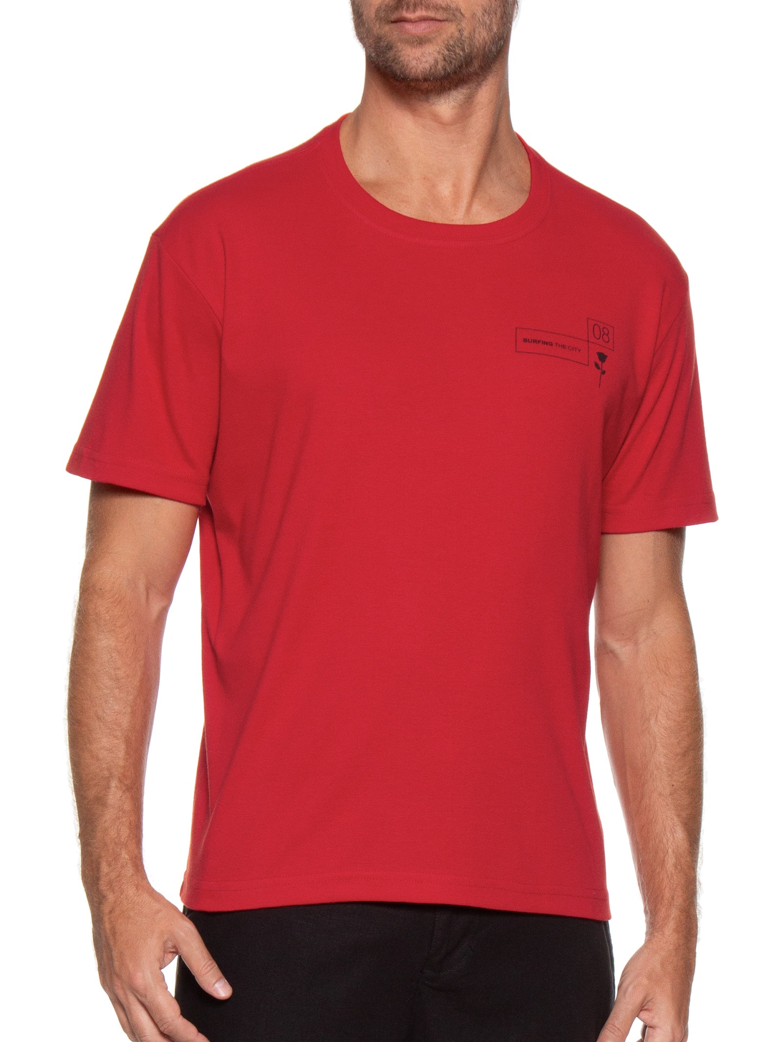Camiseta Masculina Manga Curta Gola Careca STC Collection Vermelho Osklen