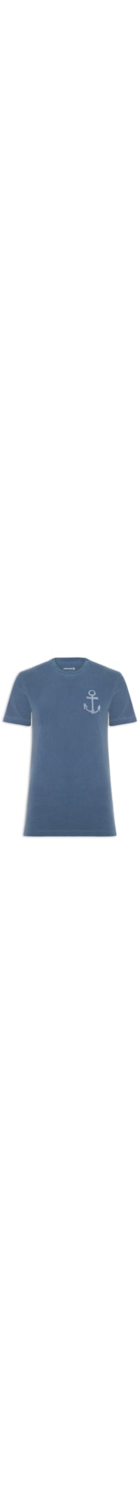 Camiseta Masculina Manga Curta Gola Careca Stone Âncora Slim - Azul