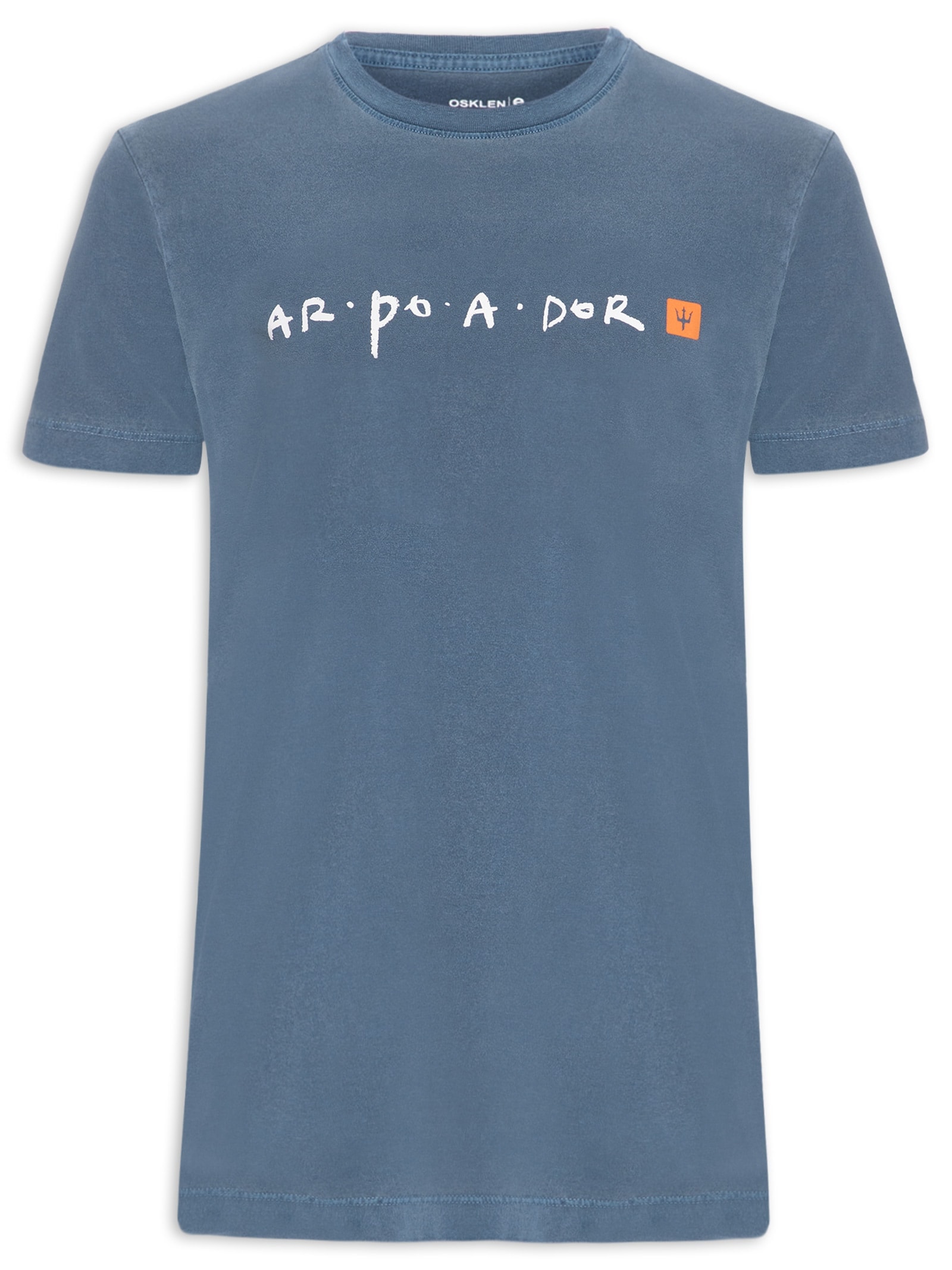 Camiseta Masculina Manga Curta Gola Careca Stone Arpoador Azul Osklen