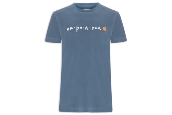 Camiseta Masculina Manga Curta Gola Careca Stone Arpoador - Azul