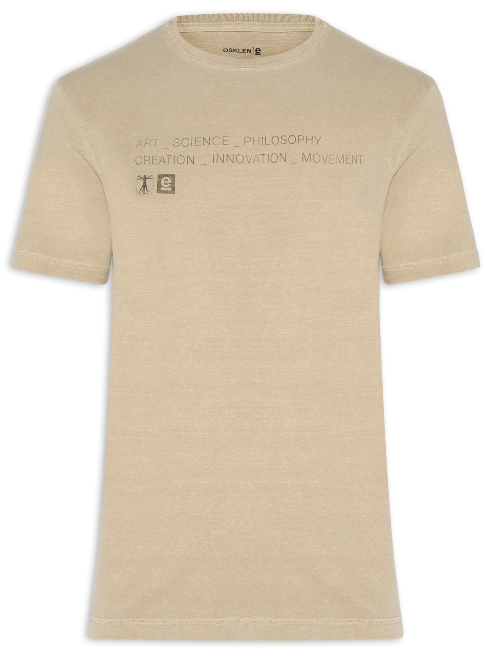 Camiseta Masculina Manga Curta Gola Careca Stone Art Sci Philo Bege Osklen