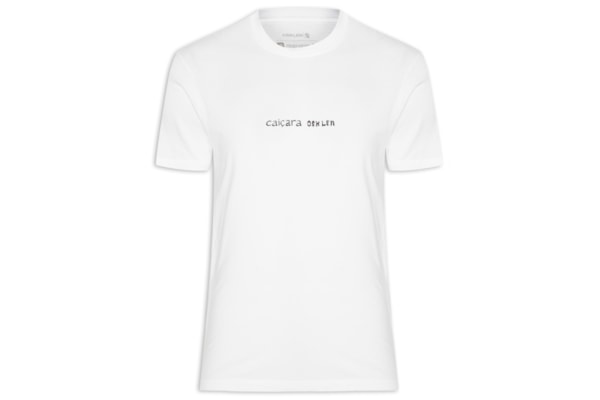 Camiseta Masculina Manga Curta Gola Careca Stone Caiçara Pics - Branco