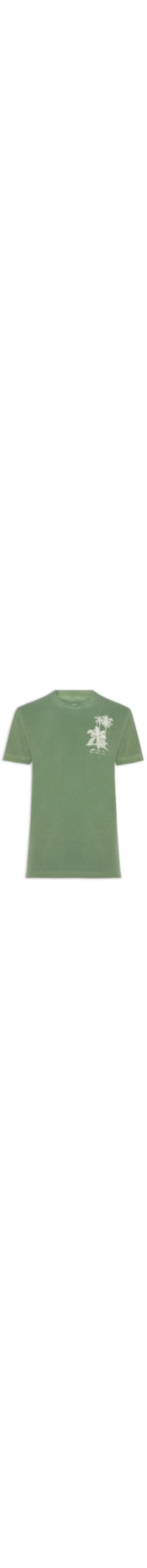 Camiseta Masculina Manga Curta Gola Careca Stone Drawn Palms - Verde