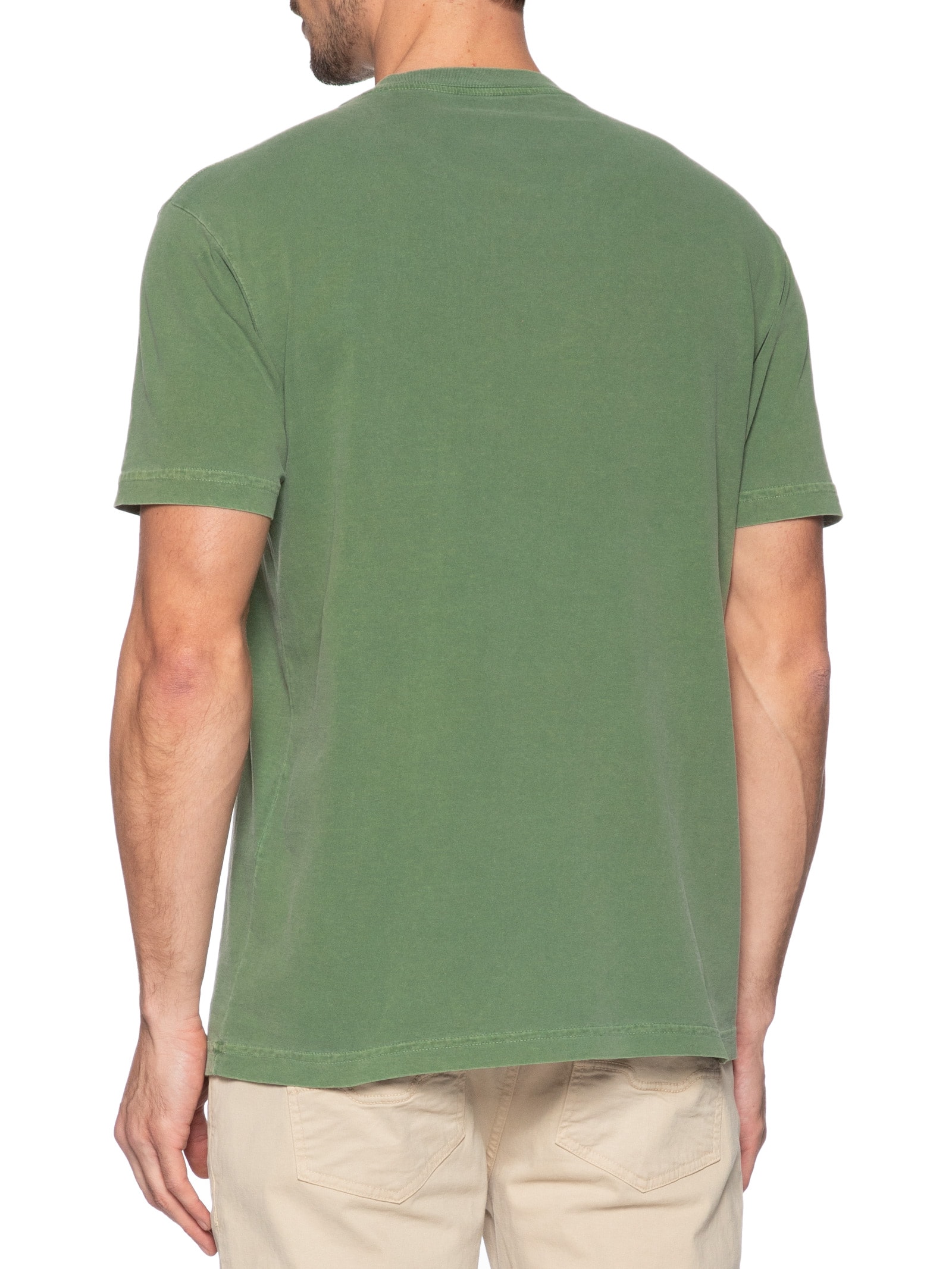 Camiseta Masculina Manga Curta Gola Careca Stone Drawn Palms Verde Osklen