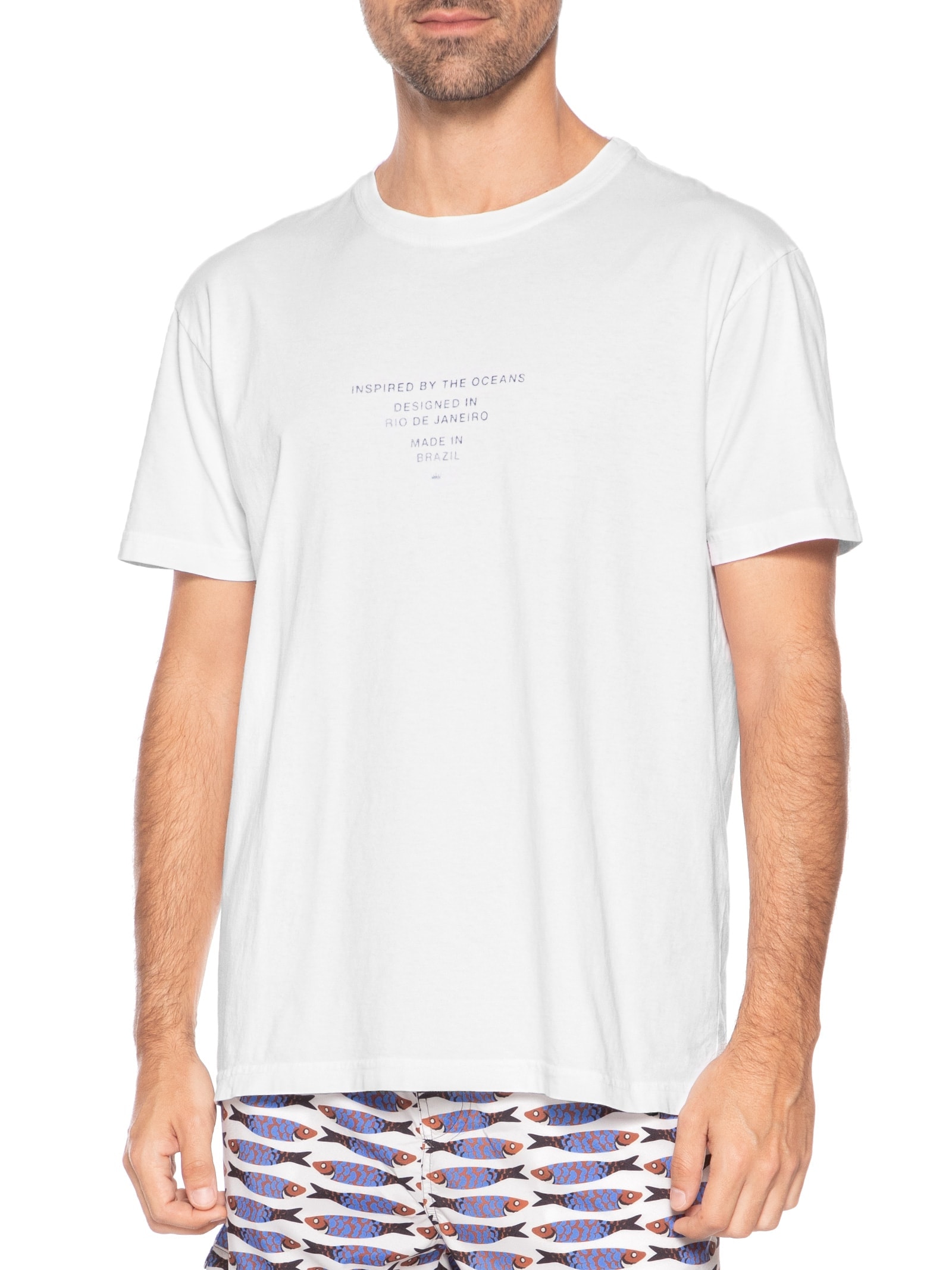 Camiseta Masculina Manga Curta Gola Careca Stone Imaginary Places Branco Osklen