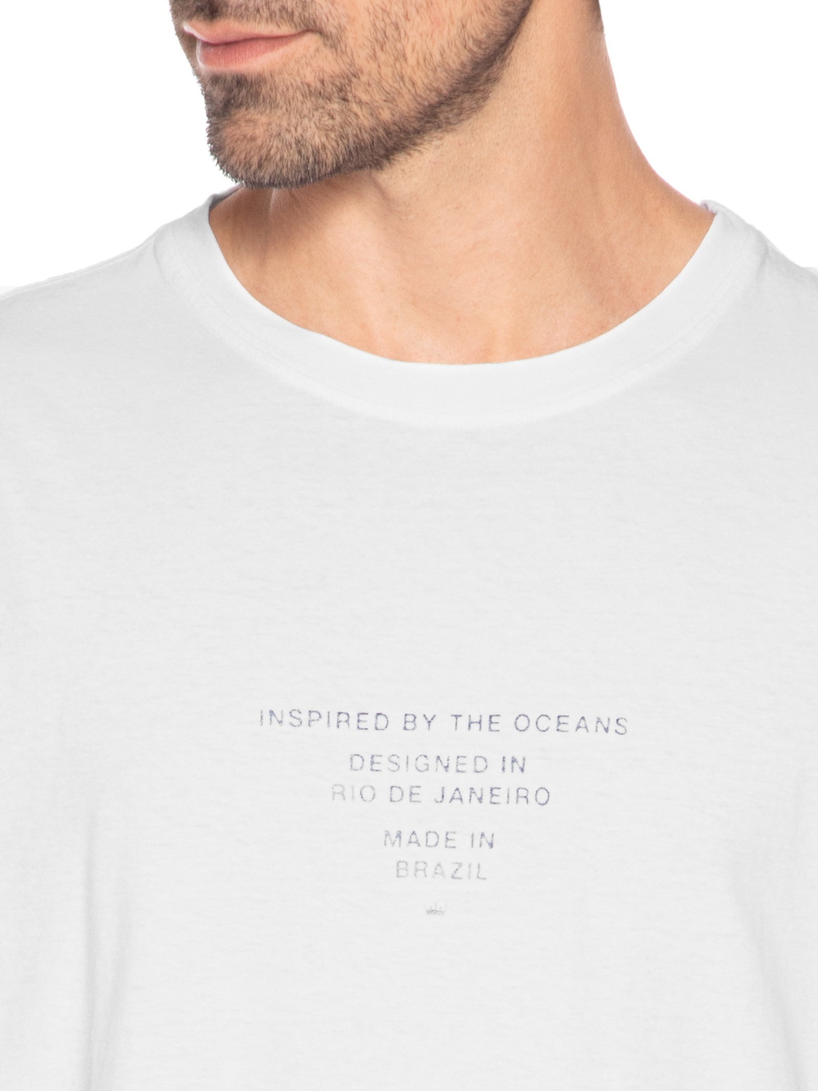 Camiseta Masculina Manga Curta Gola Careca Stone Imaginary Places Branco Osklen