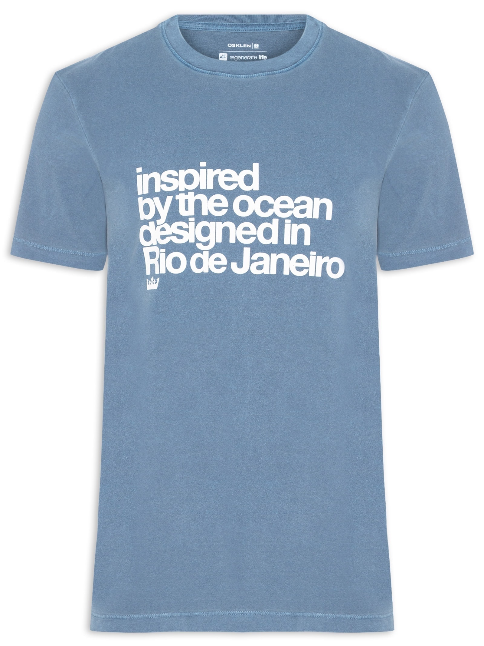 Camiseta Masculina Manga Curta Gola Careca Stone Inspired By The Ocean Azul Osklen