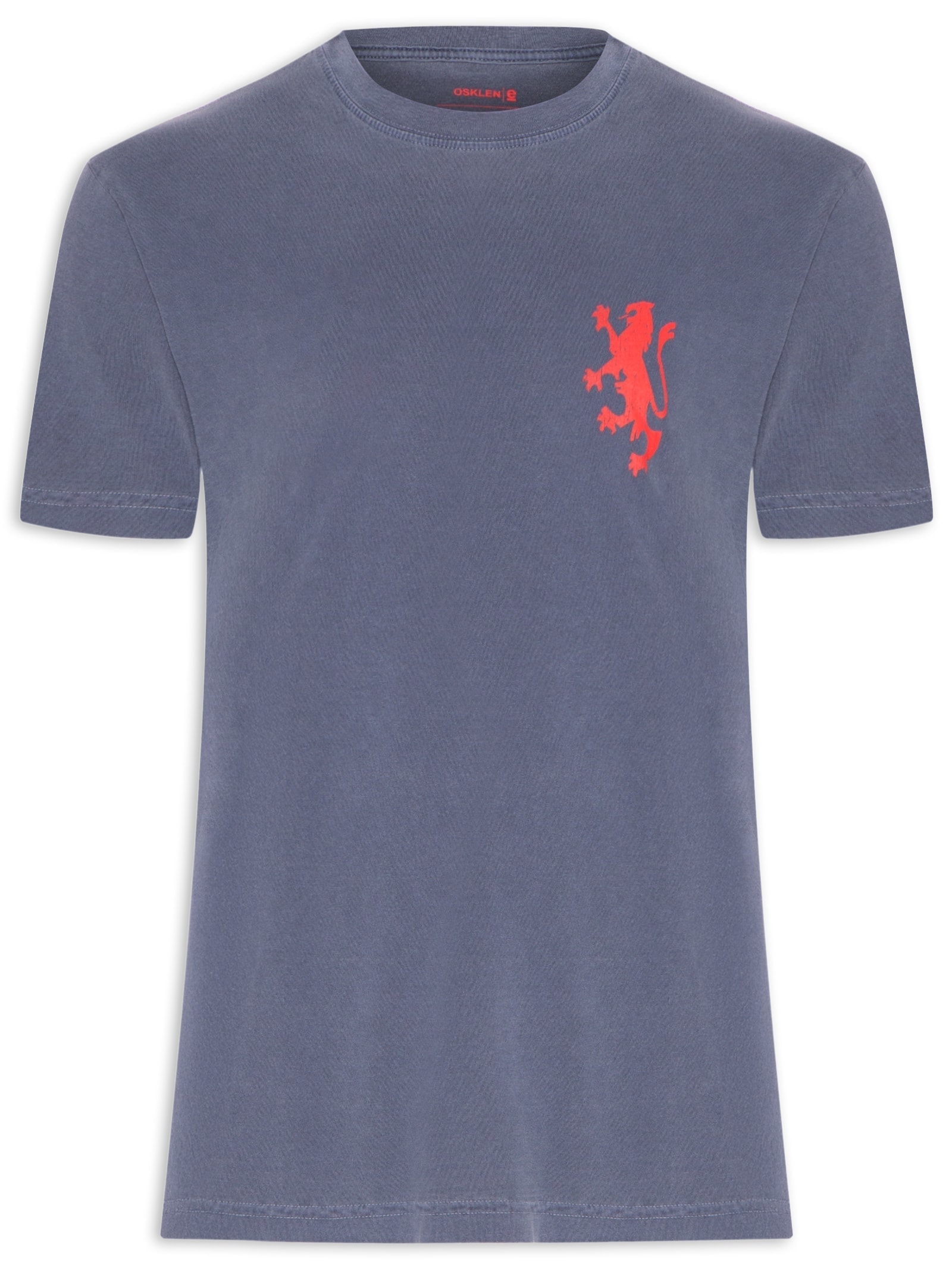Camiseta Masculina Manga Curta Gola Careca Stone Leao Azul Osklen