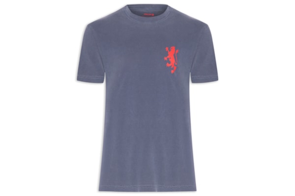 Camiseta Masculina Manga Curta Gola Careca Stone Leao - Azul