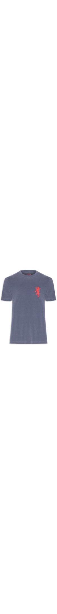 Camiseta Masculina Manga Curta Gola Careca Stone Leao - Azul