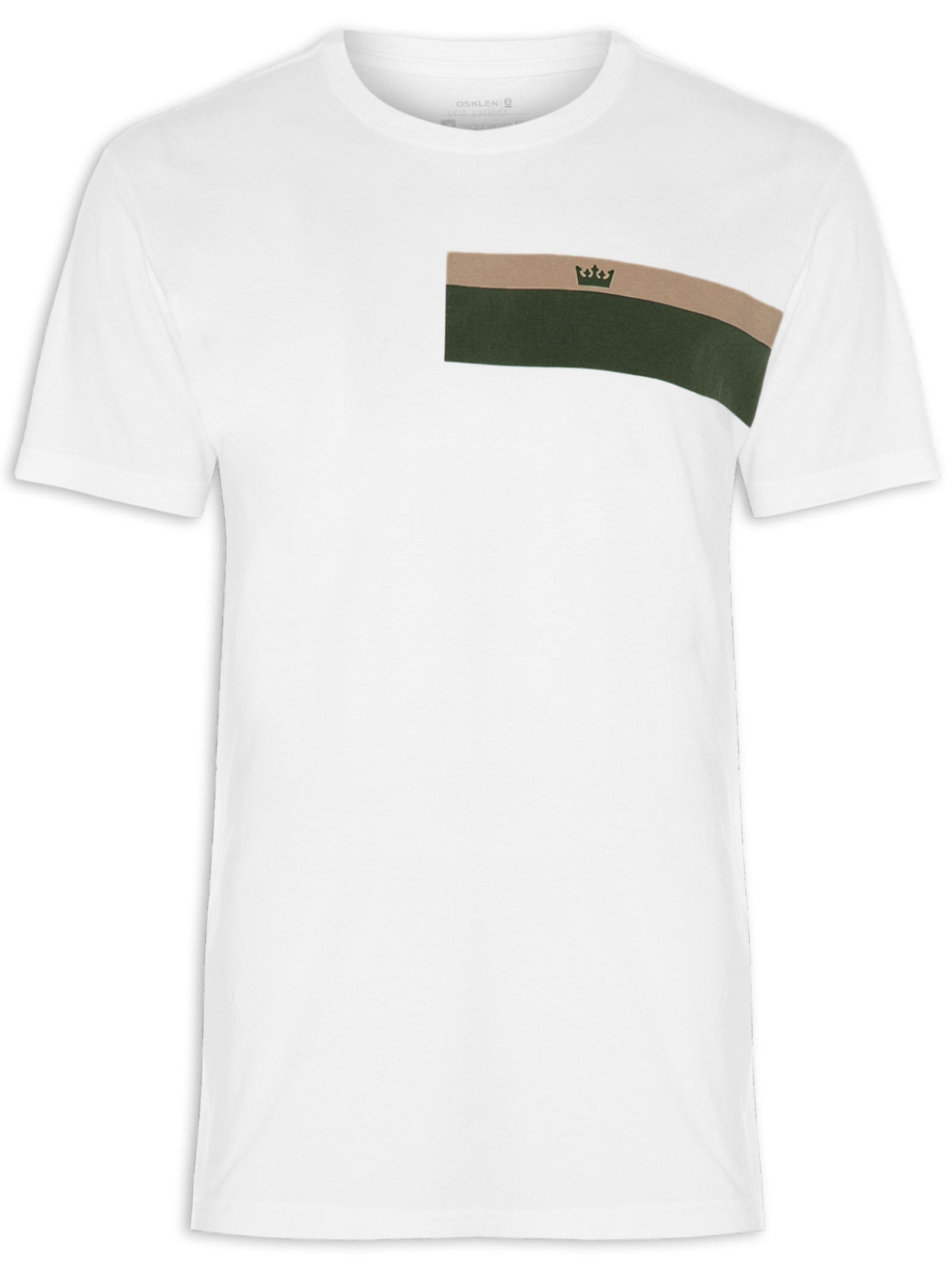 Camiseta Masculina Manga Curta Gola Careca Stone Listrado Black Sand Branco Osklen