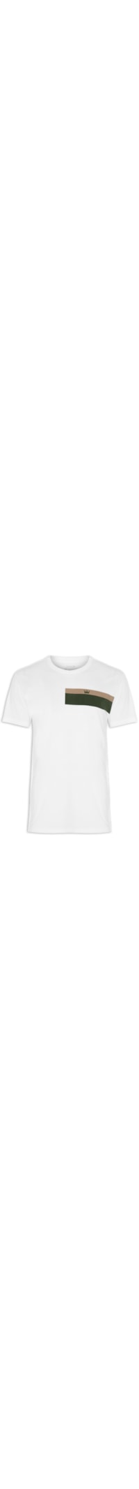 Camiseta Masculina Manga Curta Gola Careca Stone Listrado Black Sand - Branco