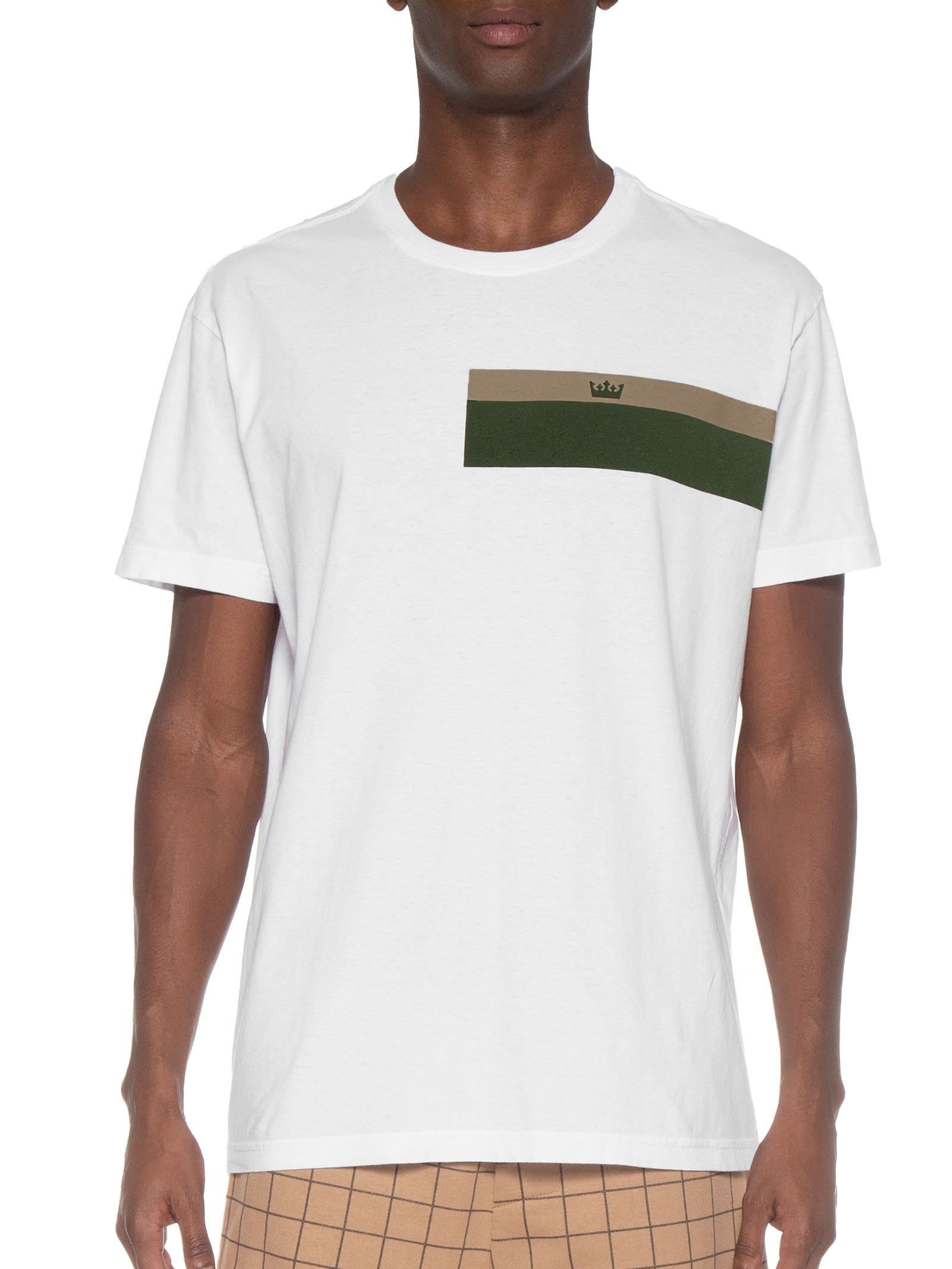 Camiseta Masculina Manga Curta Gola Careca Stone Listrado Black Sand Branco Osklen