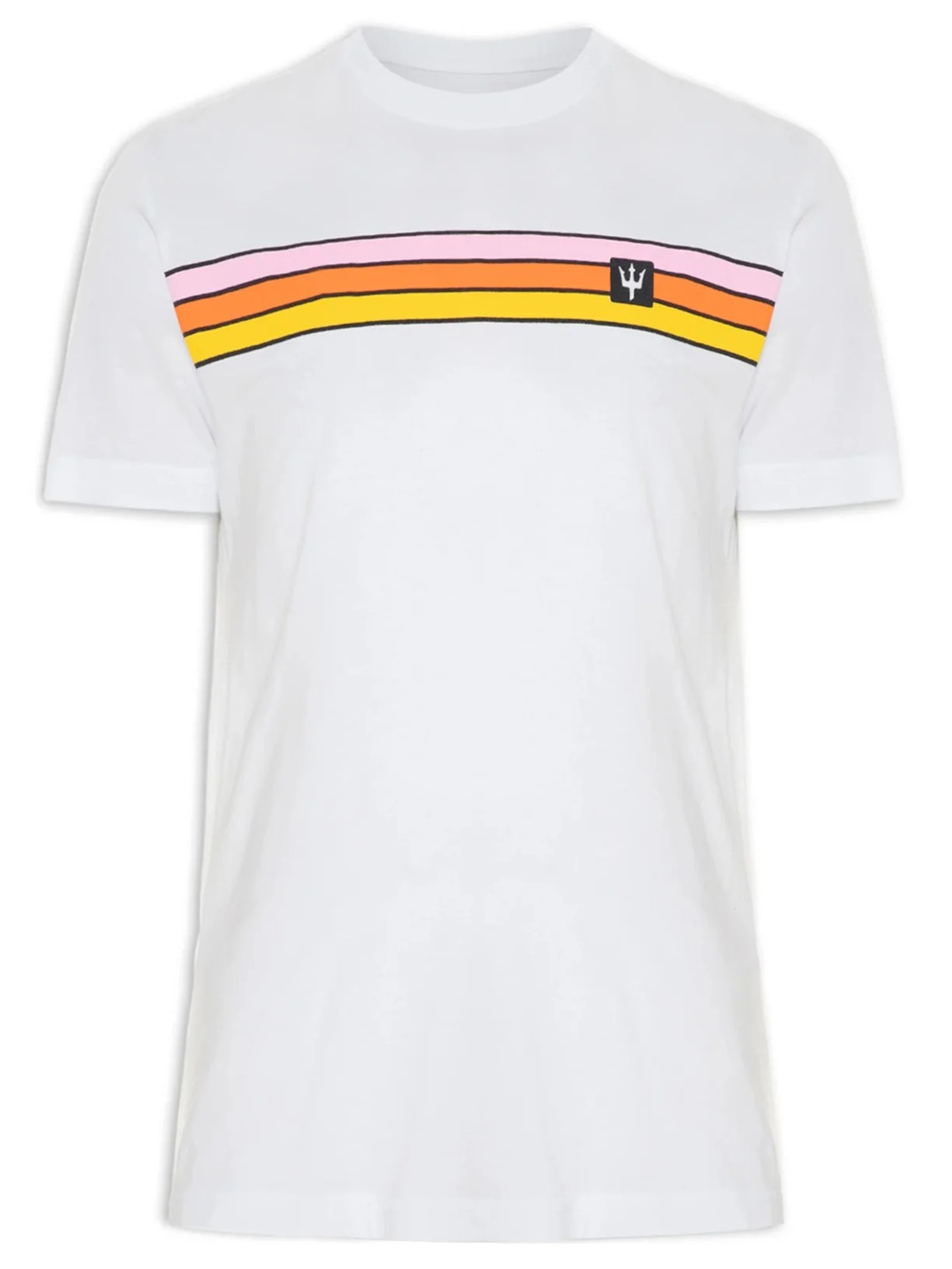 Camiseta Masculina Manga Curta Gola Careca Stone Listrado Vintage  Branco Osklen