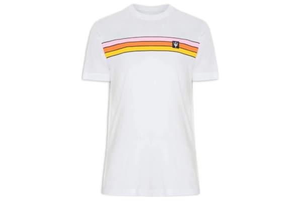 Camiseta Masculina Manga Curta Gola Careca Stone Listrado Vintage  - Branco