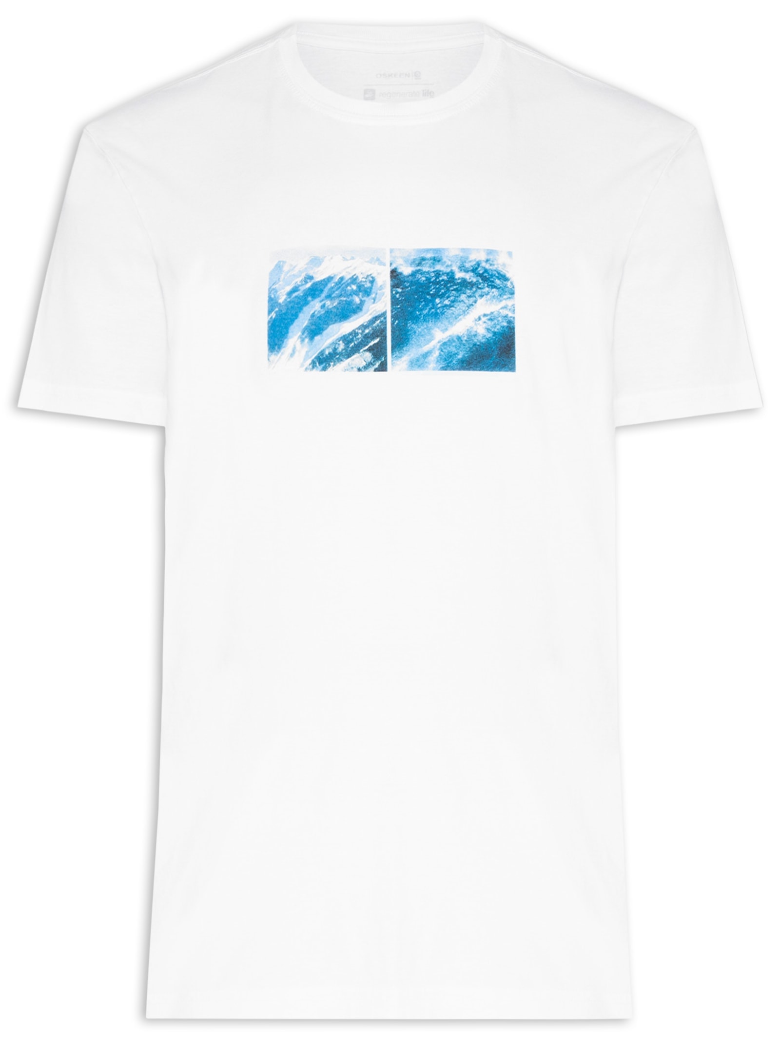 Camiseta Masculina Manga Curta Gola Careca Stone Neve Mar Branco Osklen
