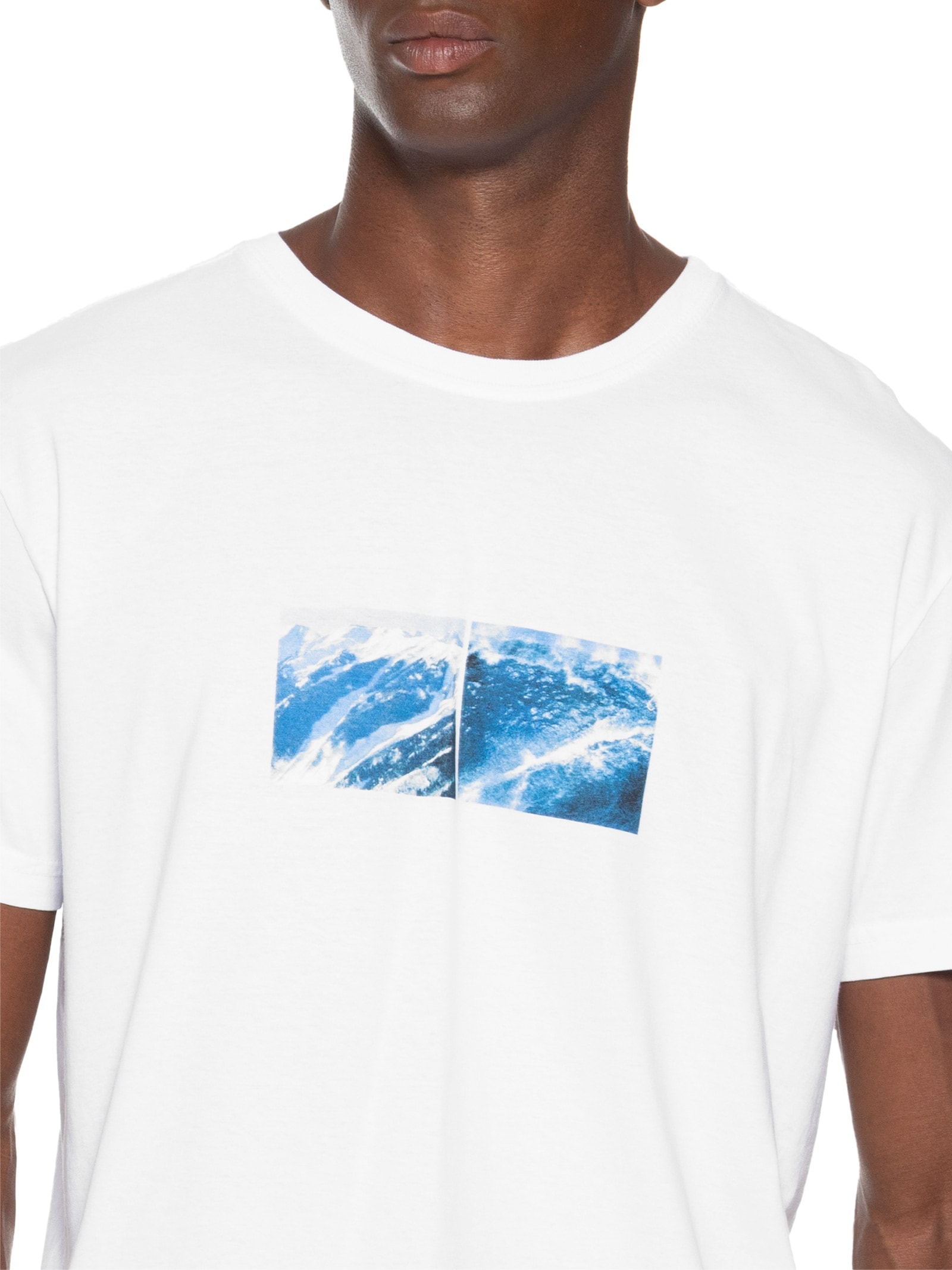 Camiseta Masculina Manga Curta Gola Careca Stone Neve Mar Branco Osklen