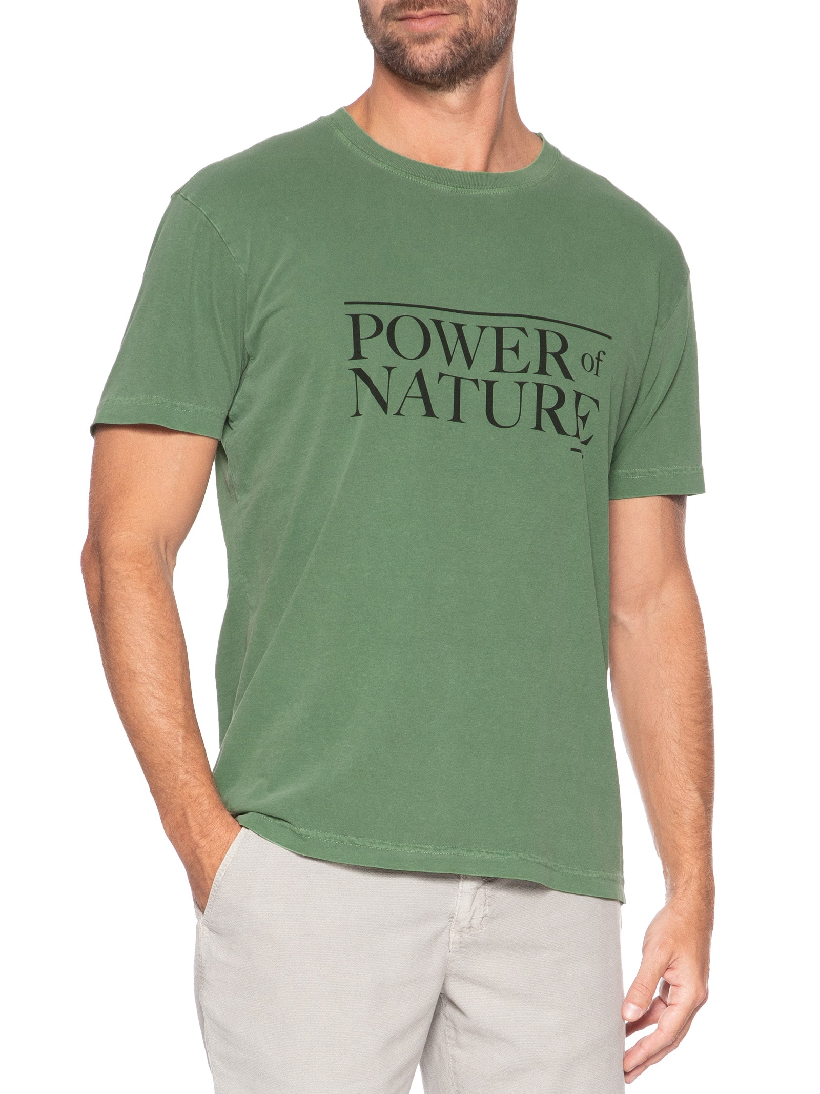 Camiseta Masculina Manga Curta Gola Careca Stone Power Of Nature Verde Osklen