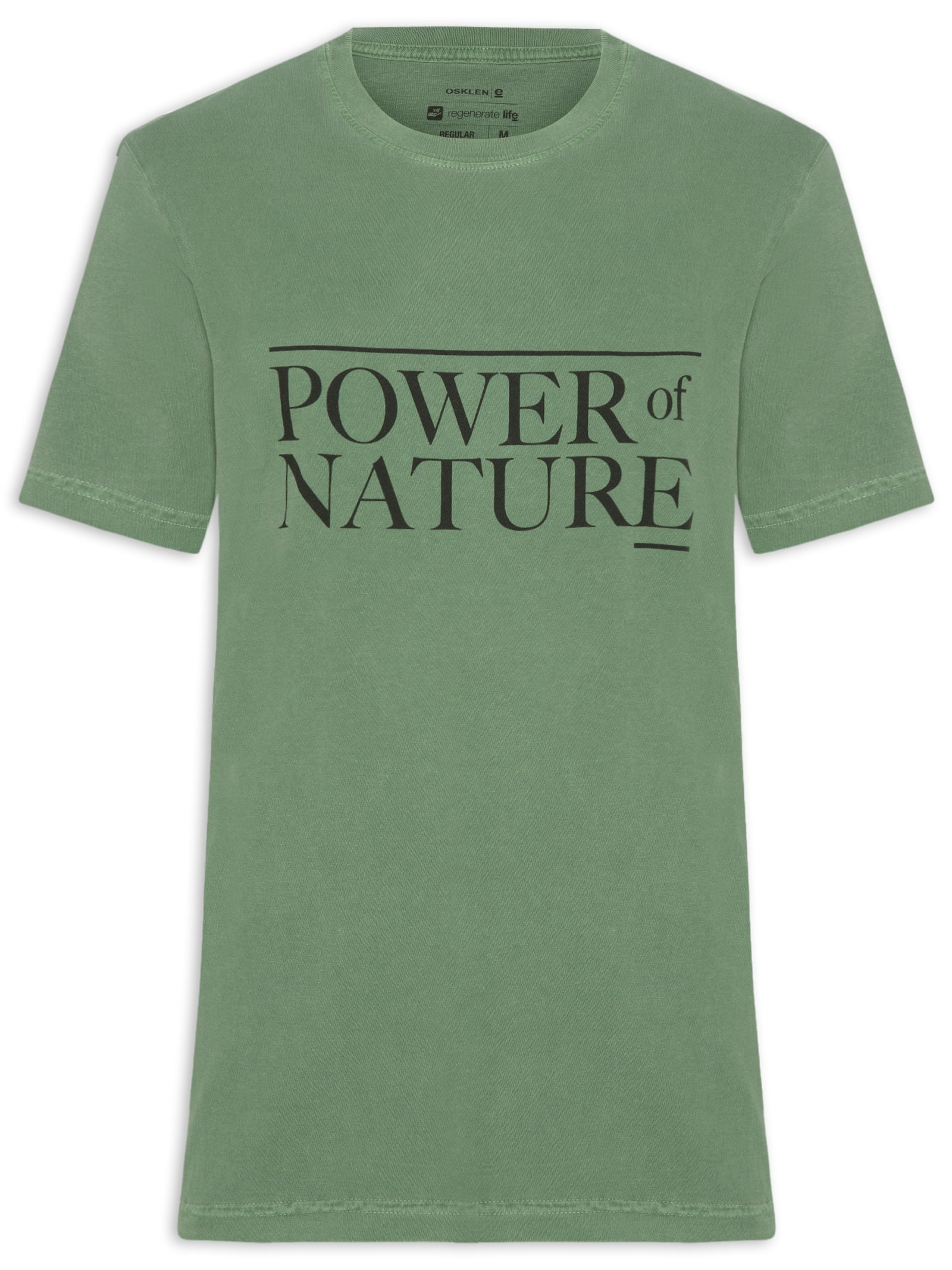 Camiseta Masculina Manga Curta Gola Careca Stone Power Of Nature Verde Osklen