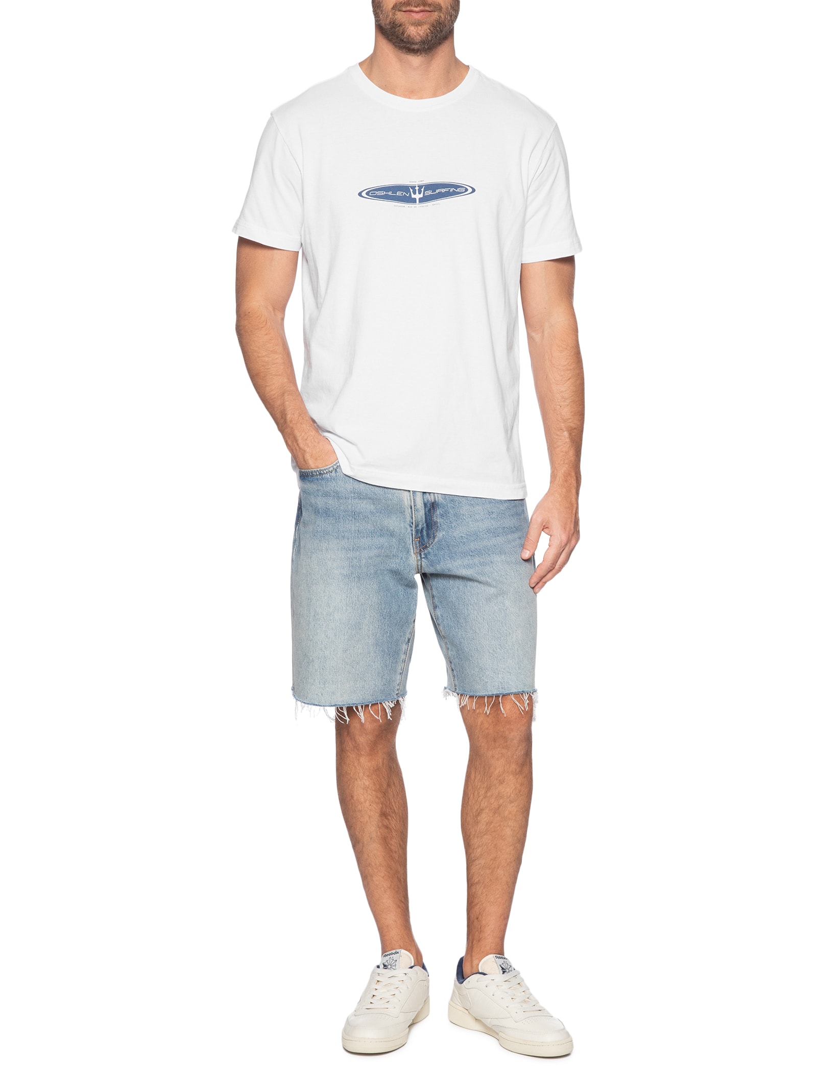 Camiseta Masculina Manga Curta Gola Careca Stone Realm Branco Osklen