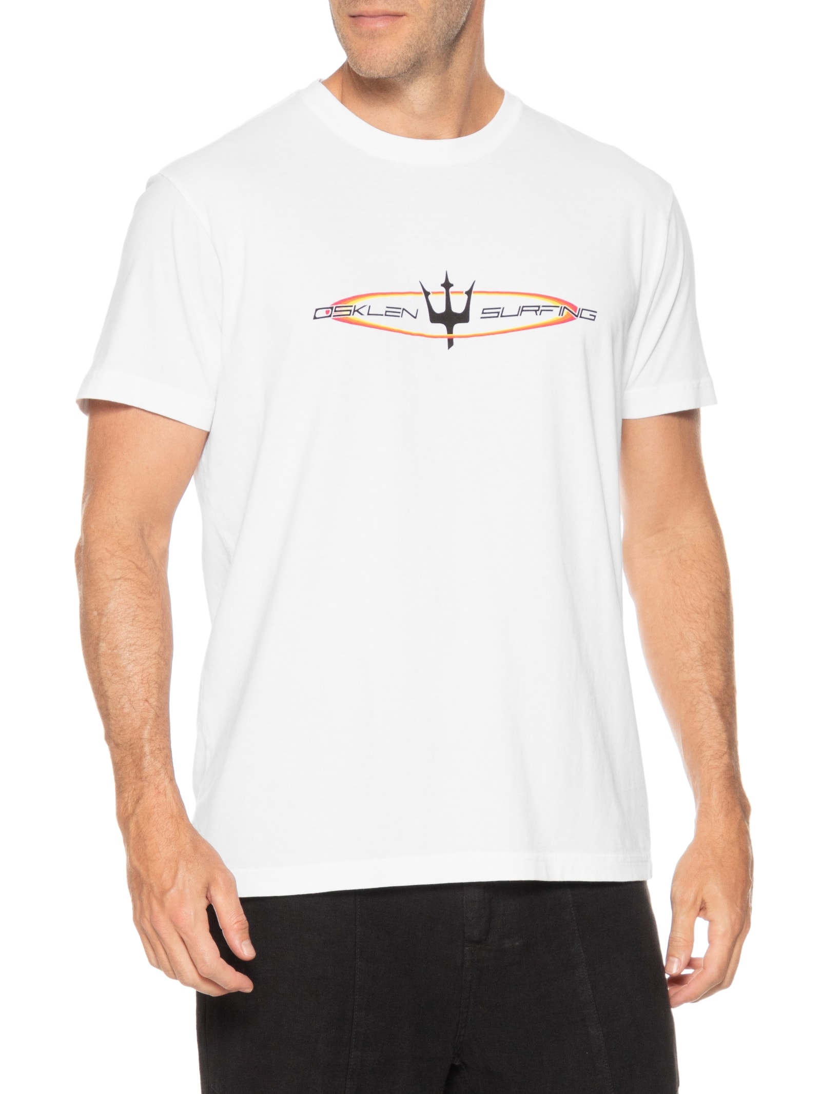 Camiseta Masculina Manga Curta Gola Careca Stone Retro Future Branco Osklen