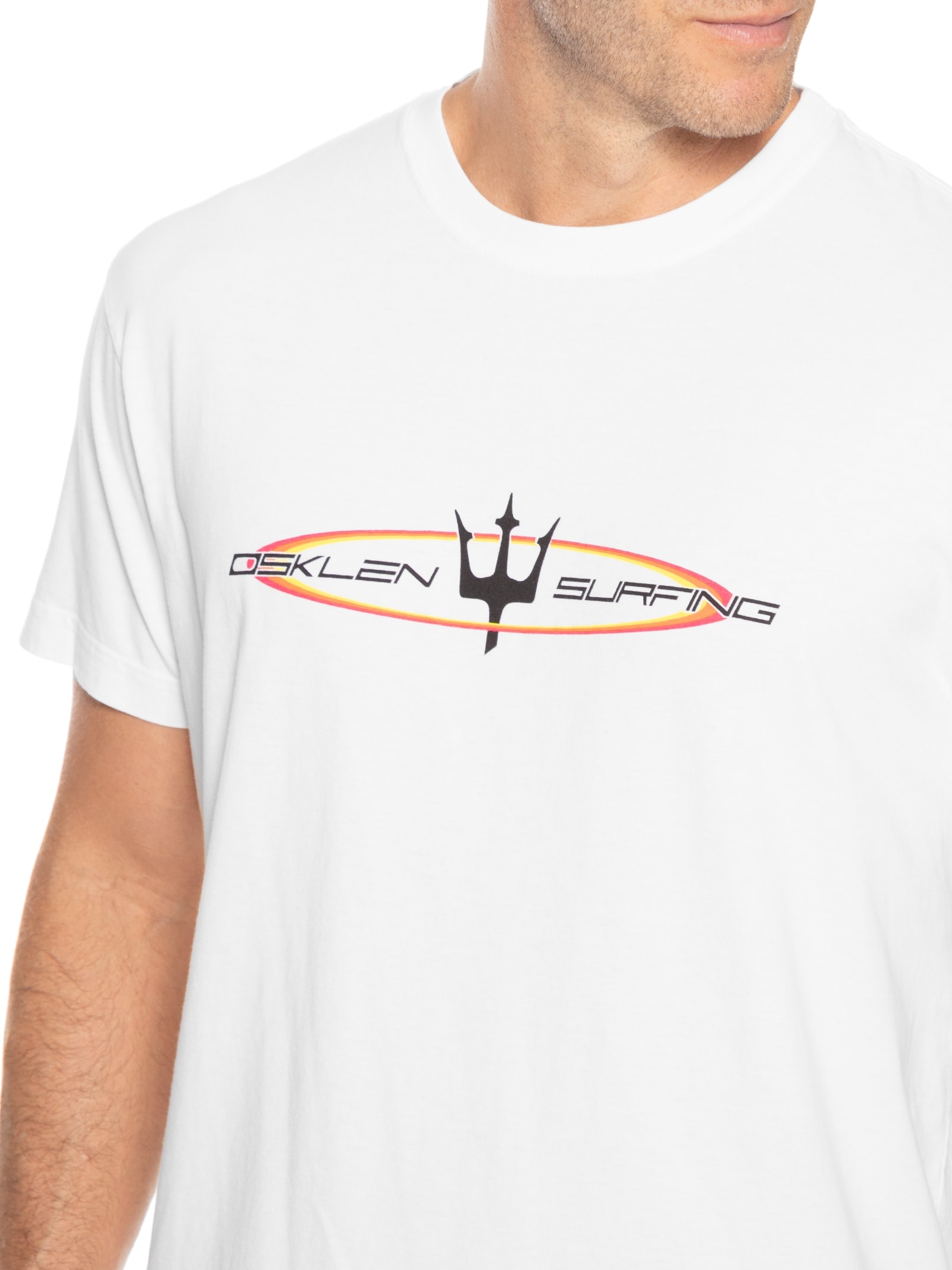 Camiseta Masculina Manga Curta Gola Careca Stone Retro Future Branco Osklen