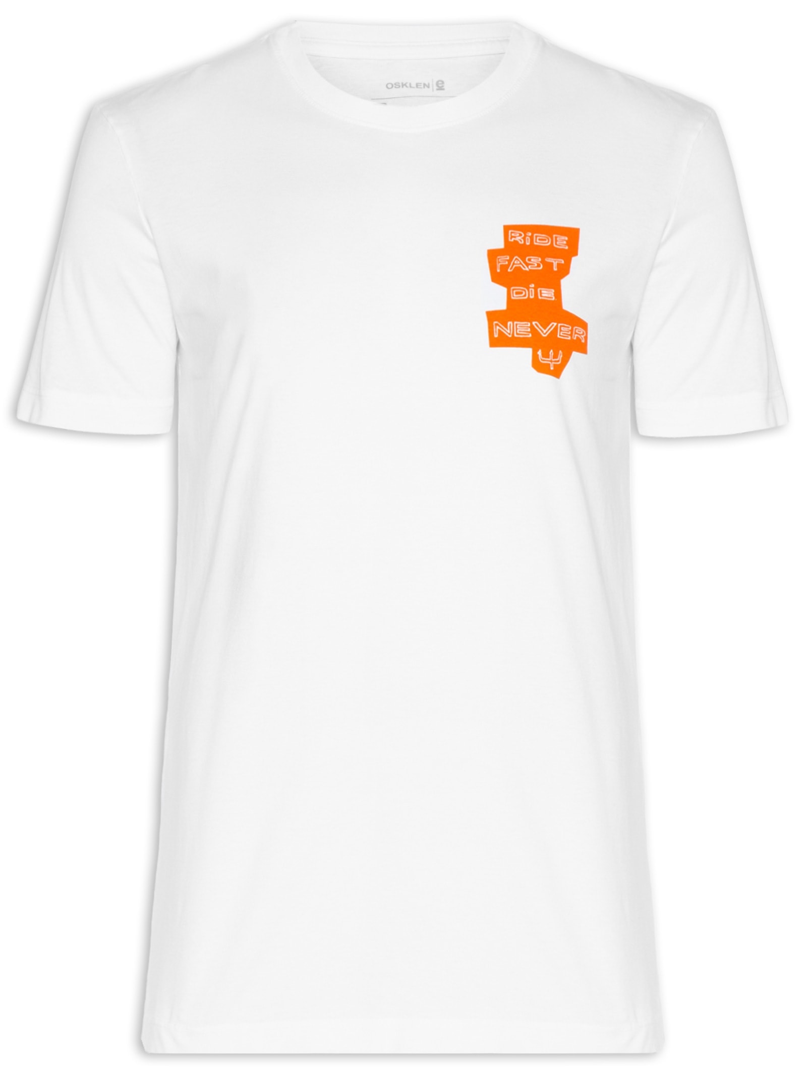 Camiseta Masculina Manga Curta Gola Careca Stone Ride Fast Branco Osklen