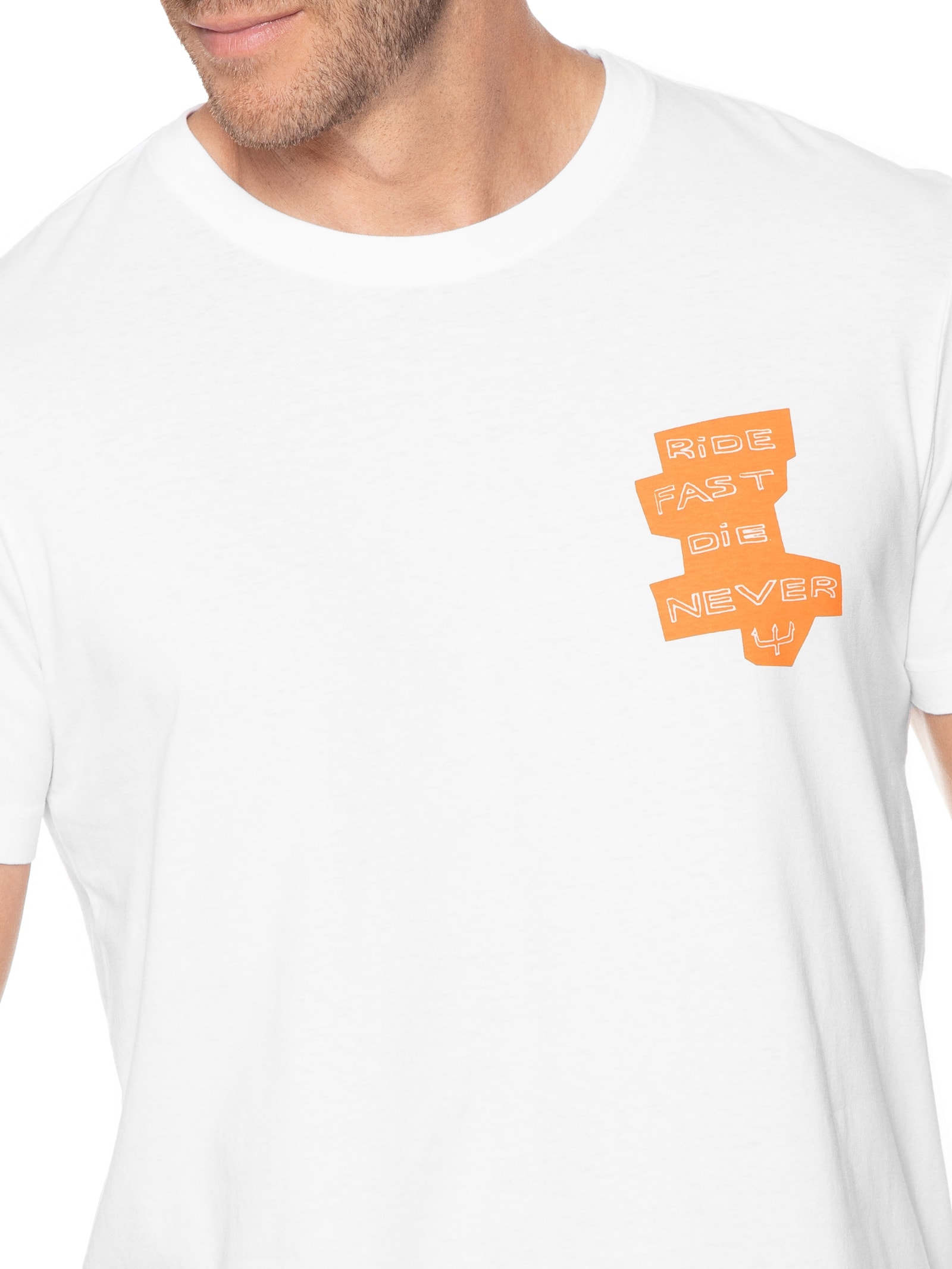 Camiseta Masculina Manga Curta Gola Careca Stone Ride Fast Branco Osklen