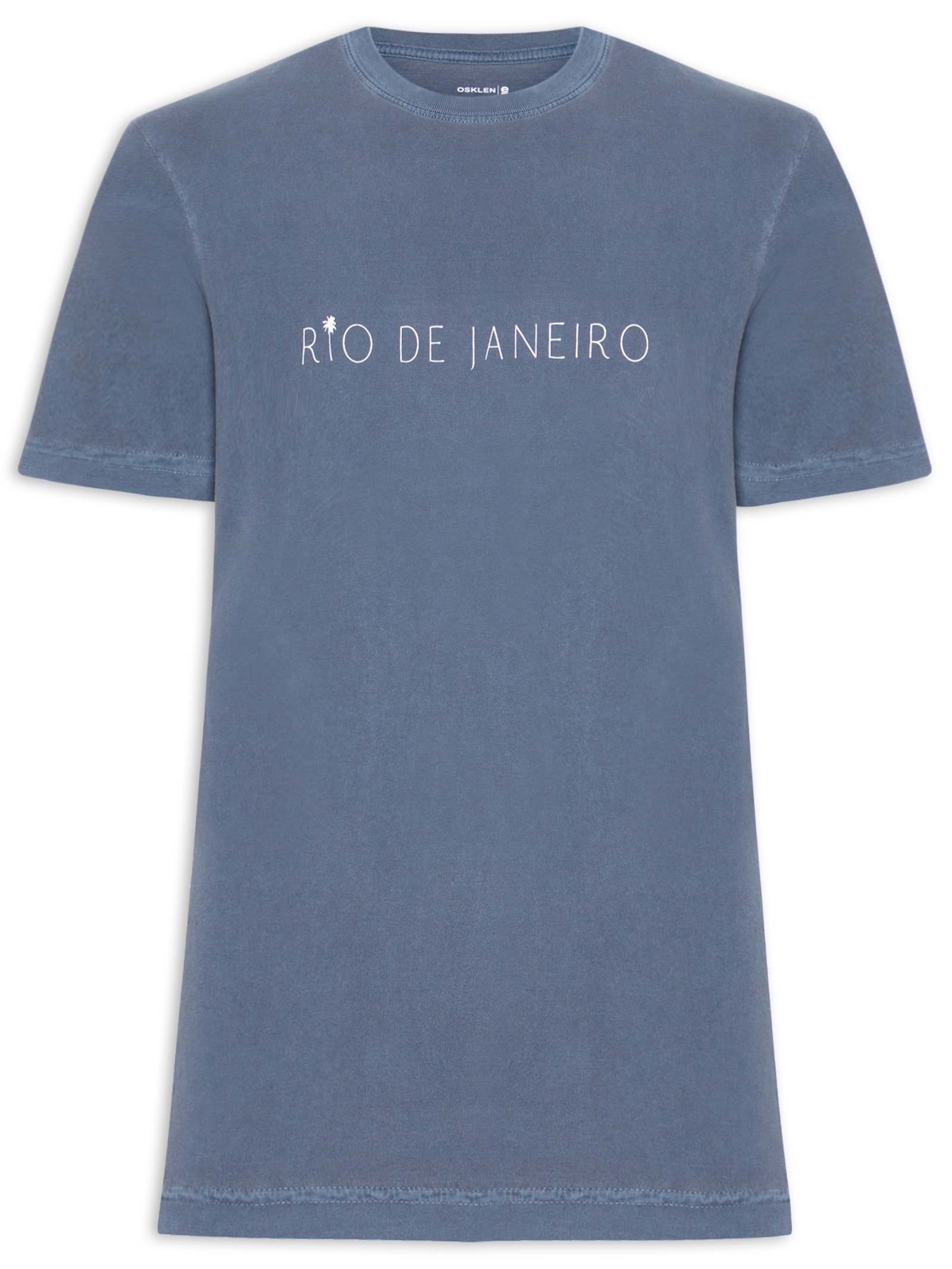 Camiseta Masculina Manga Curta Gola Careca Stone Rio Azul Osklen