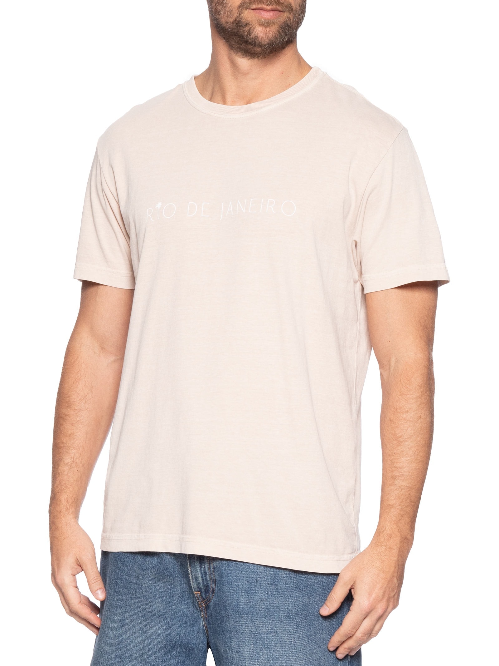 Camiseta Masculina Manga Curta Gola Careca Stone Rio Rosa Osklen