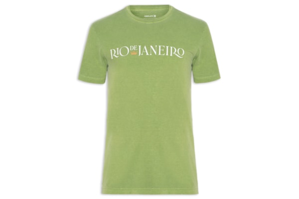 Camiseta Masculina Manga Curta Gola Careca Stone Rio Serifado - Verde