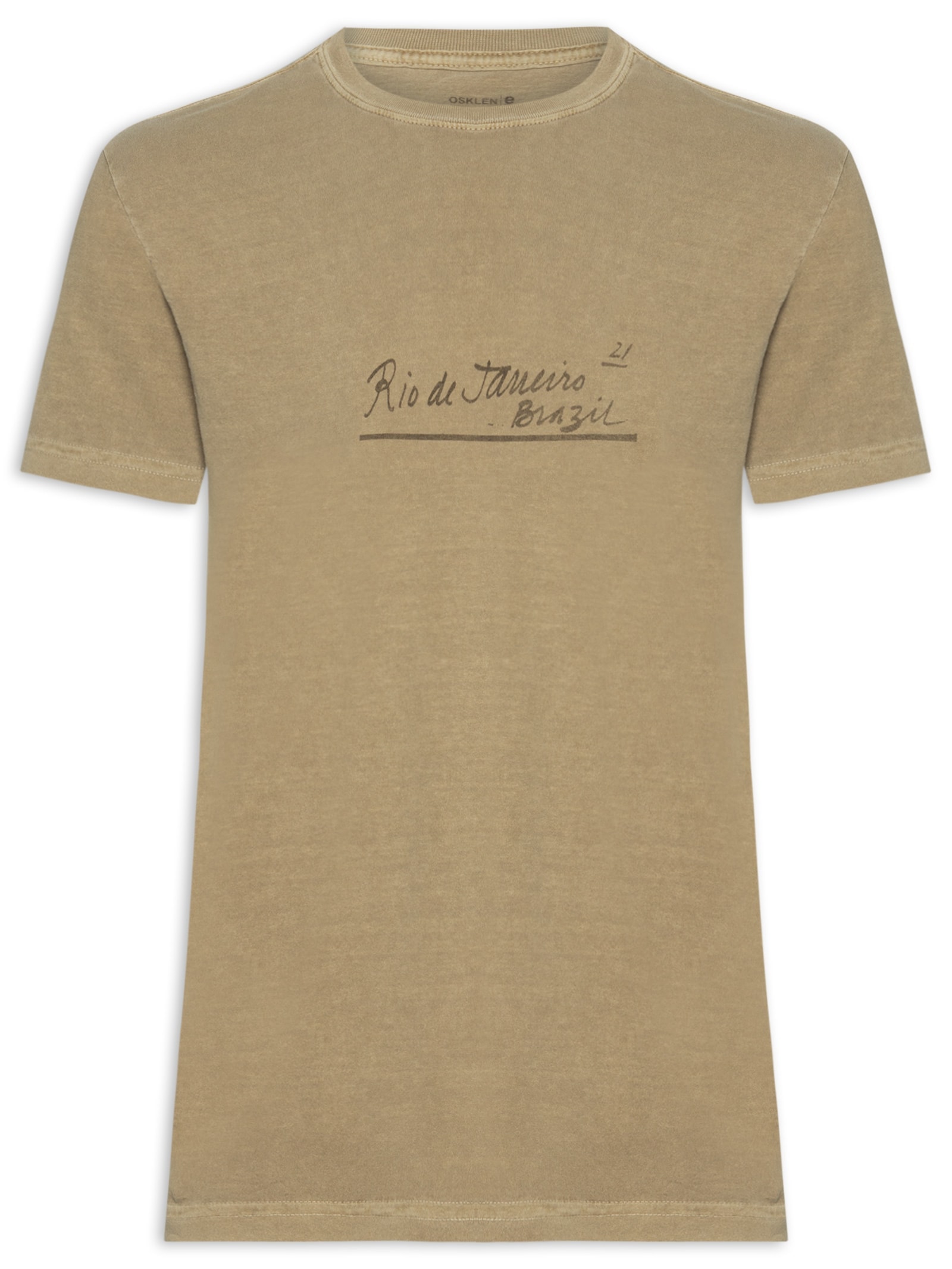 Camiseta Masculina Manga Curta Gola Careca Stone Rj Letter Bege Osklen