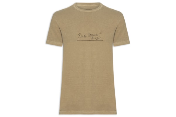 Camiseta Masculina Manga Curta Gola Careca Stone Rj Letter - Bege
