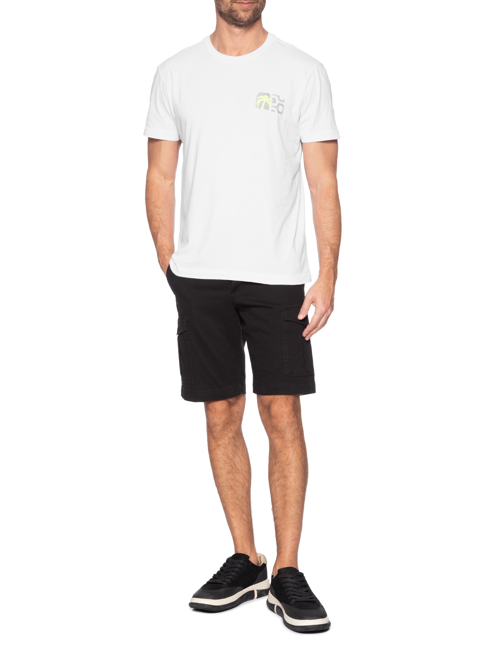 ?Camiseta Masculina Manga Curta Gola Careca Stone Seaside View Branco Osklen