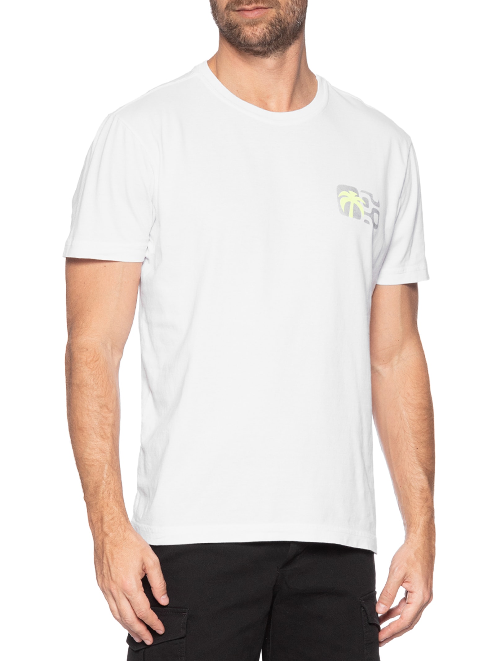 ?Camiseta Masculina Manga Curta Gola Careca Stone Seaside View Branco Osklen