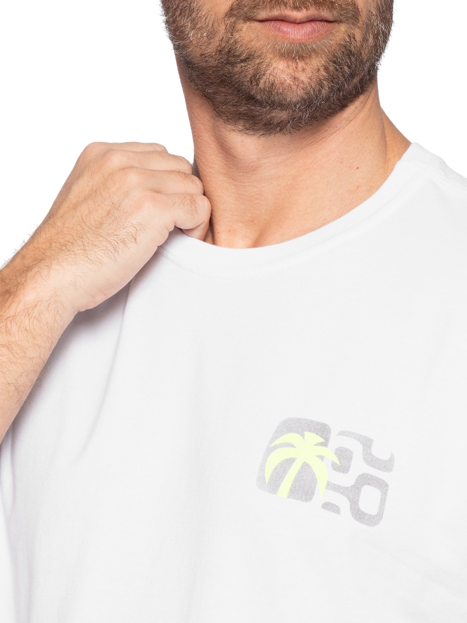 ?Camiseta Masculina Manga Curta Gola Careca Stone Seaside View Branco Osklen