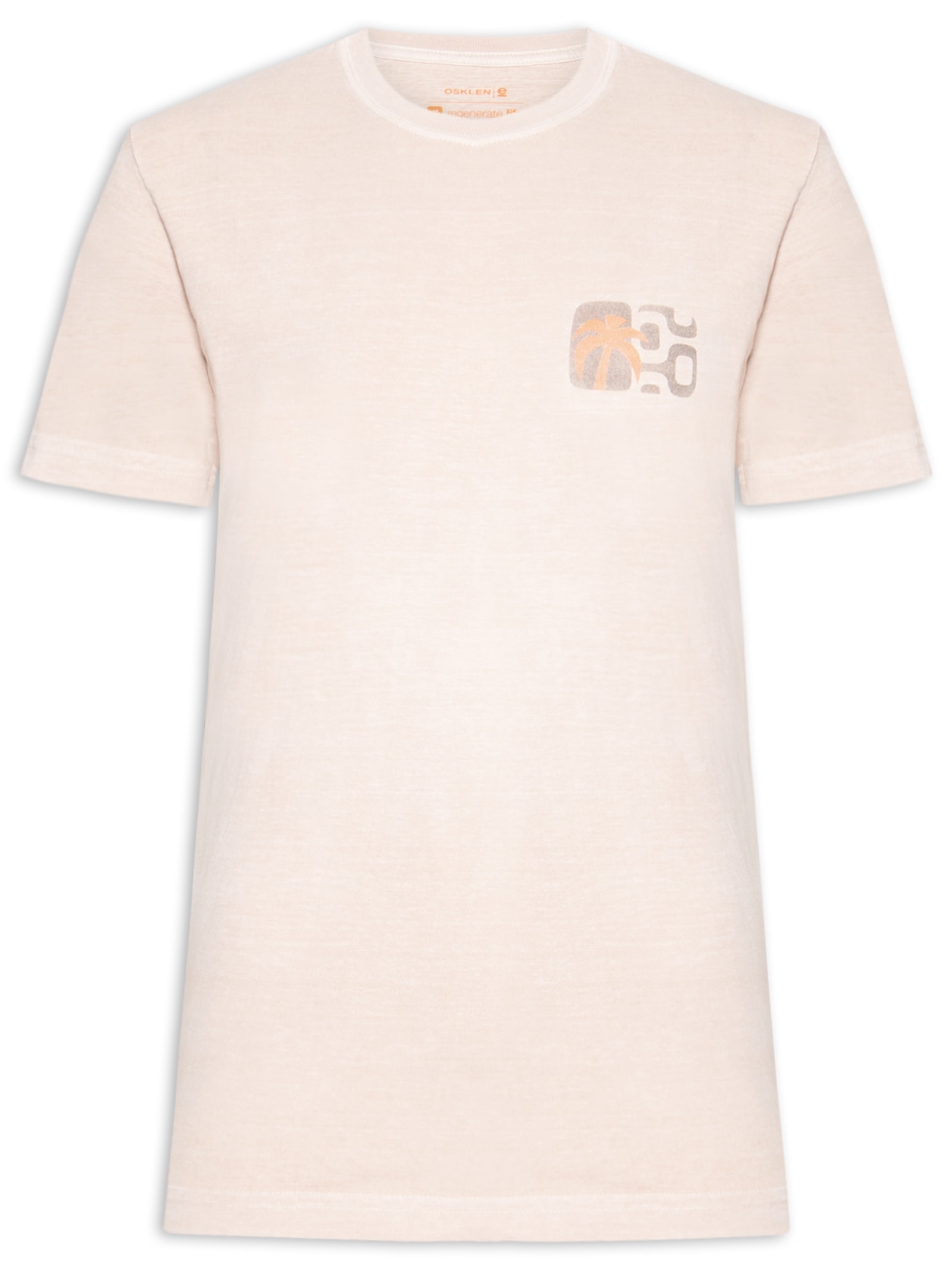 ?Camiseta Masculina Manga Curta Gola Careca Stone Seaside View Rosa Osklen