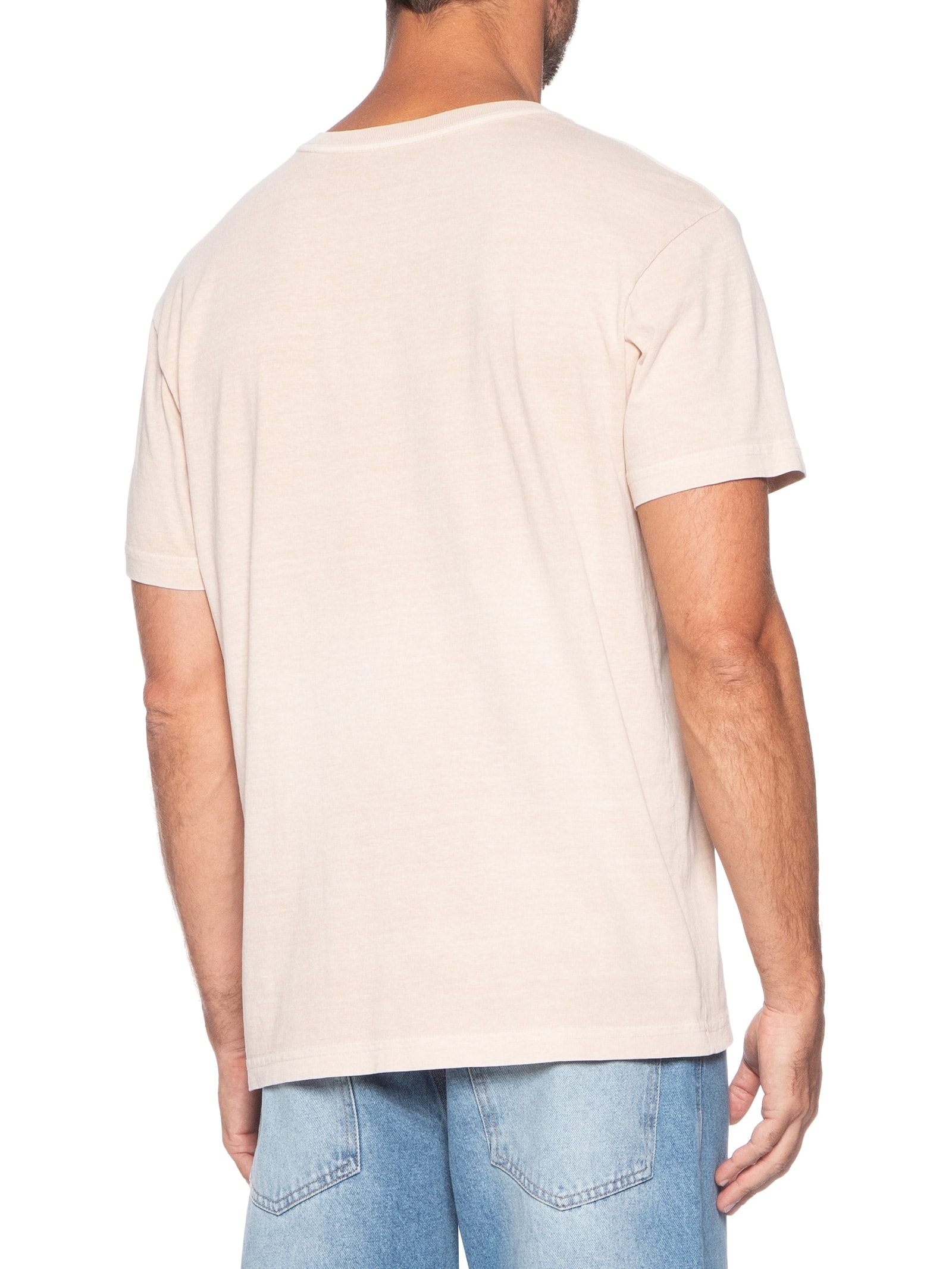 ?Camiseta Masculina Manga Curta Gola Careca Stone Seaside View Rosa Osklen