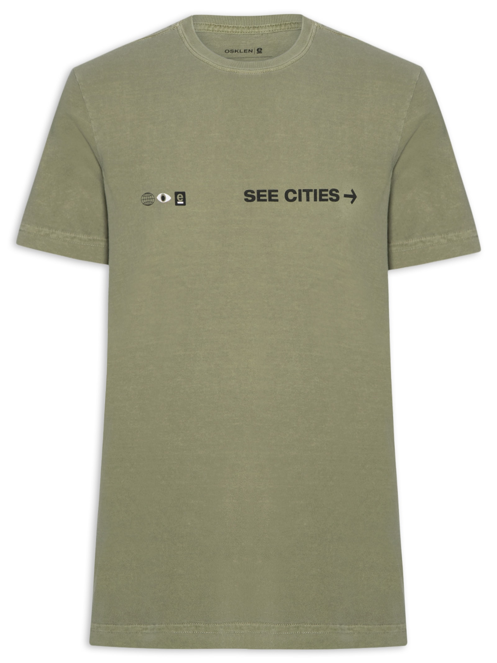 Camiseta Masculina Manga Curta Gola Careca Stone See Cities As Ecosystems Bege Osklen