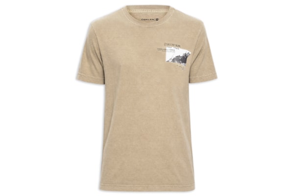 Camiseta Masculina Manga Curta Gola Careca Stone Serra Órgãos - Bege