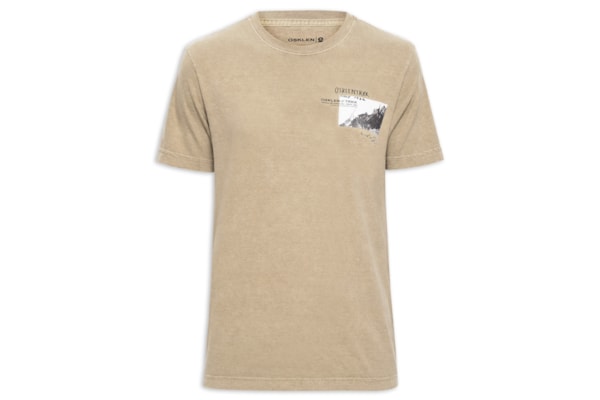 Camiseta Masculina Manga Curta Gola Careca Stone Serra Órgãos - Bege