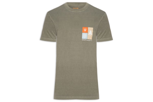Camiseta Masculina Manga Curta Gola Careca Stone Snow Icons - Verde
