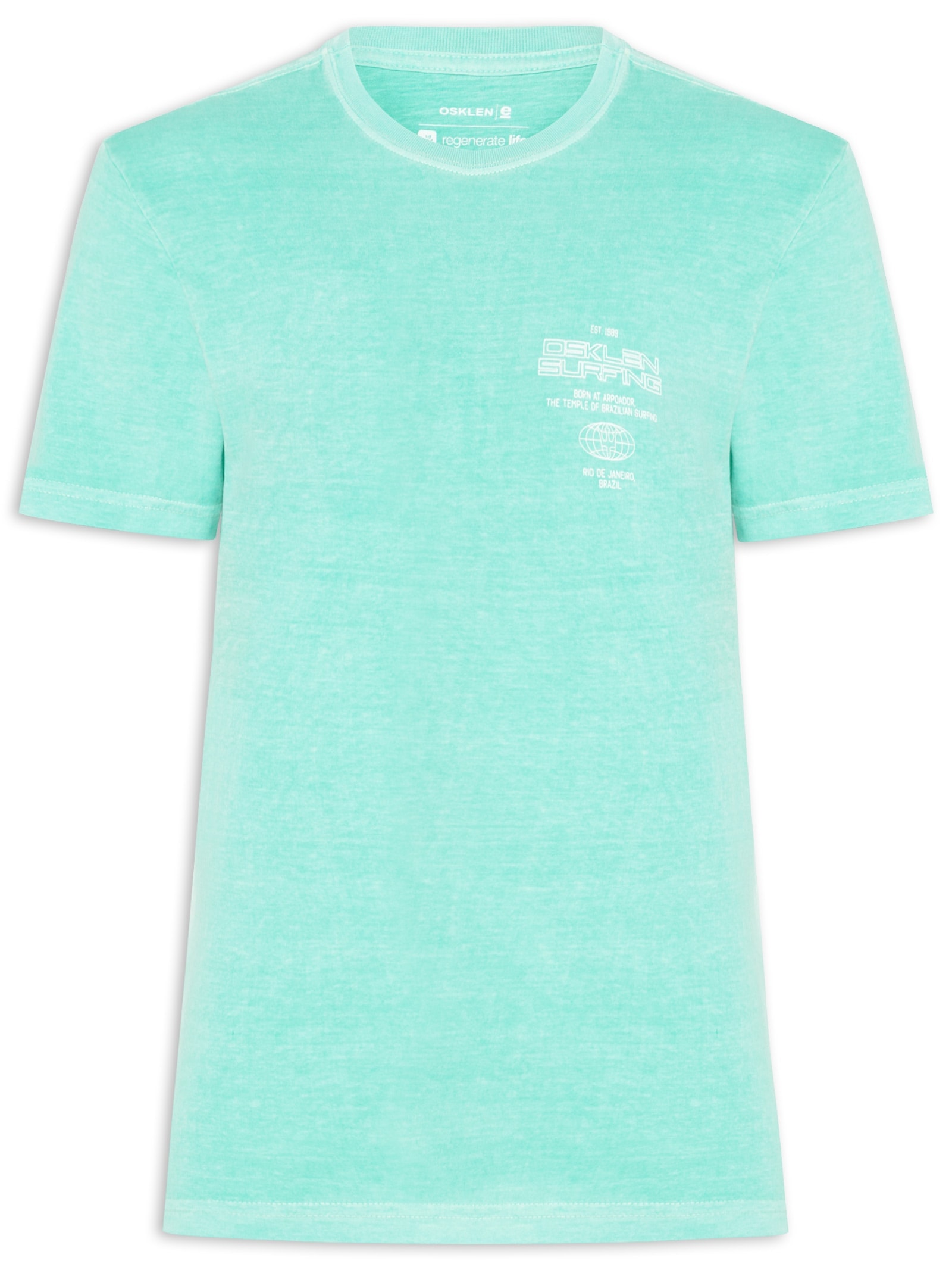 Camiseta Masculina Manga Curta Gola Careca Stone Surfing Tag Azul Osklen
