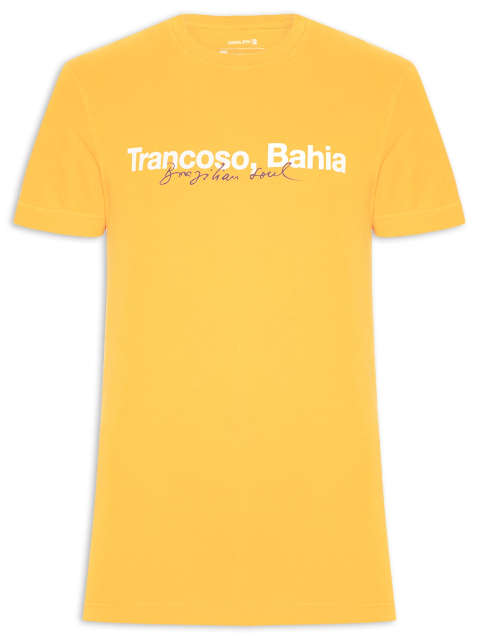 Camiseta Masculina Manga Curta Gola Careca Stone Trancoso Amarelo Osklen